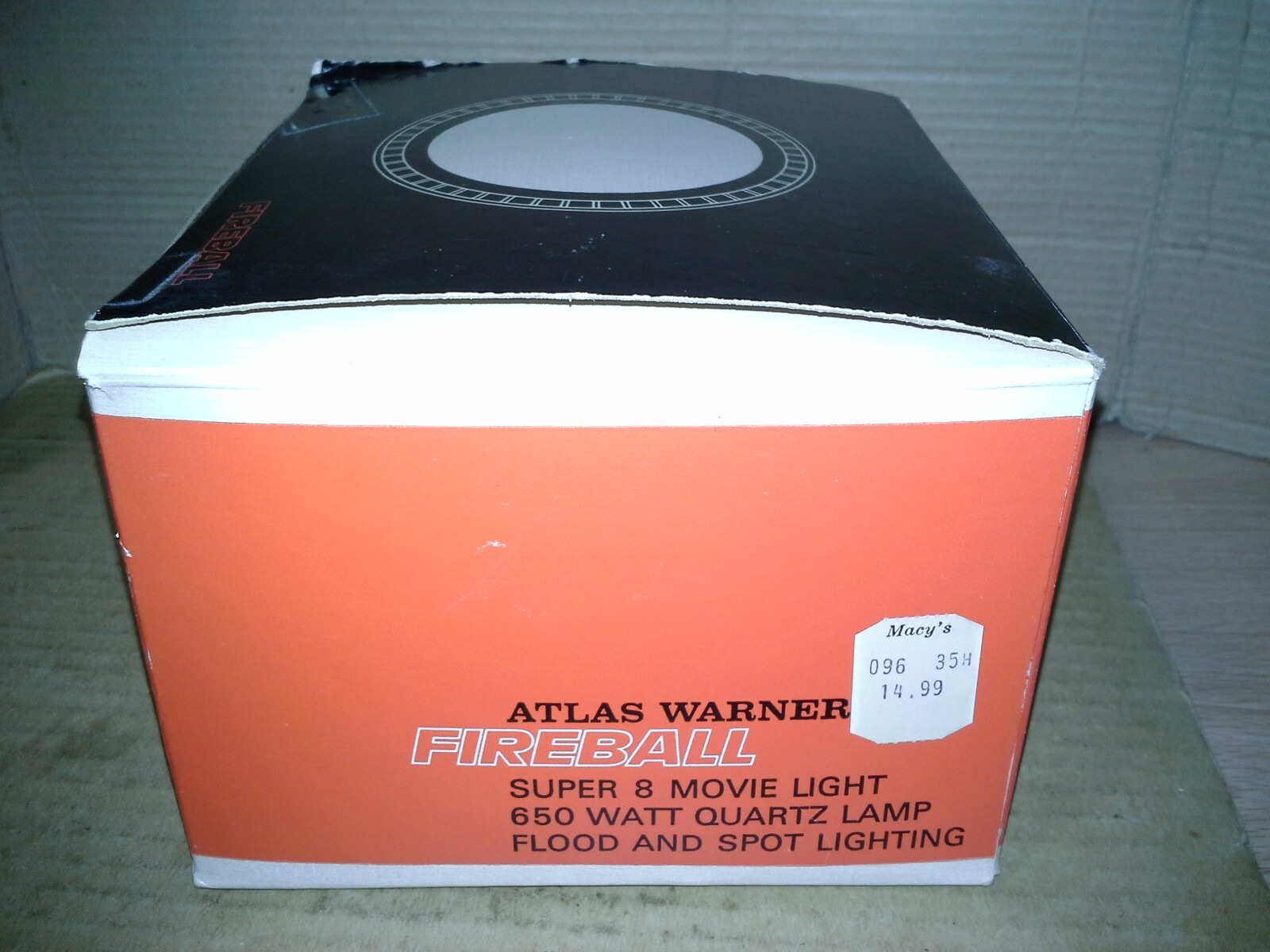 VTG Atlas Warner Fireball Super 8 650 Watt Quartz Lamp Movie Light Working, VGC