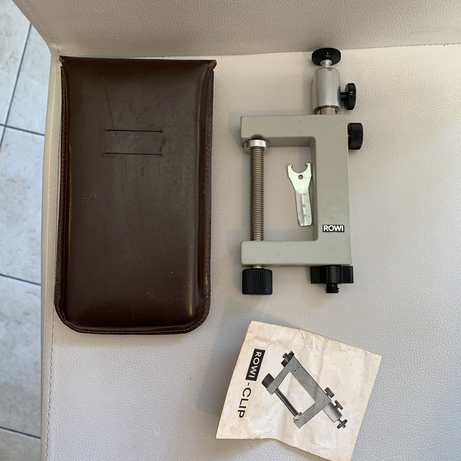 Vintage Camera Mount ROWI Clip with Leather Case Made in Germany