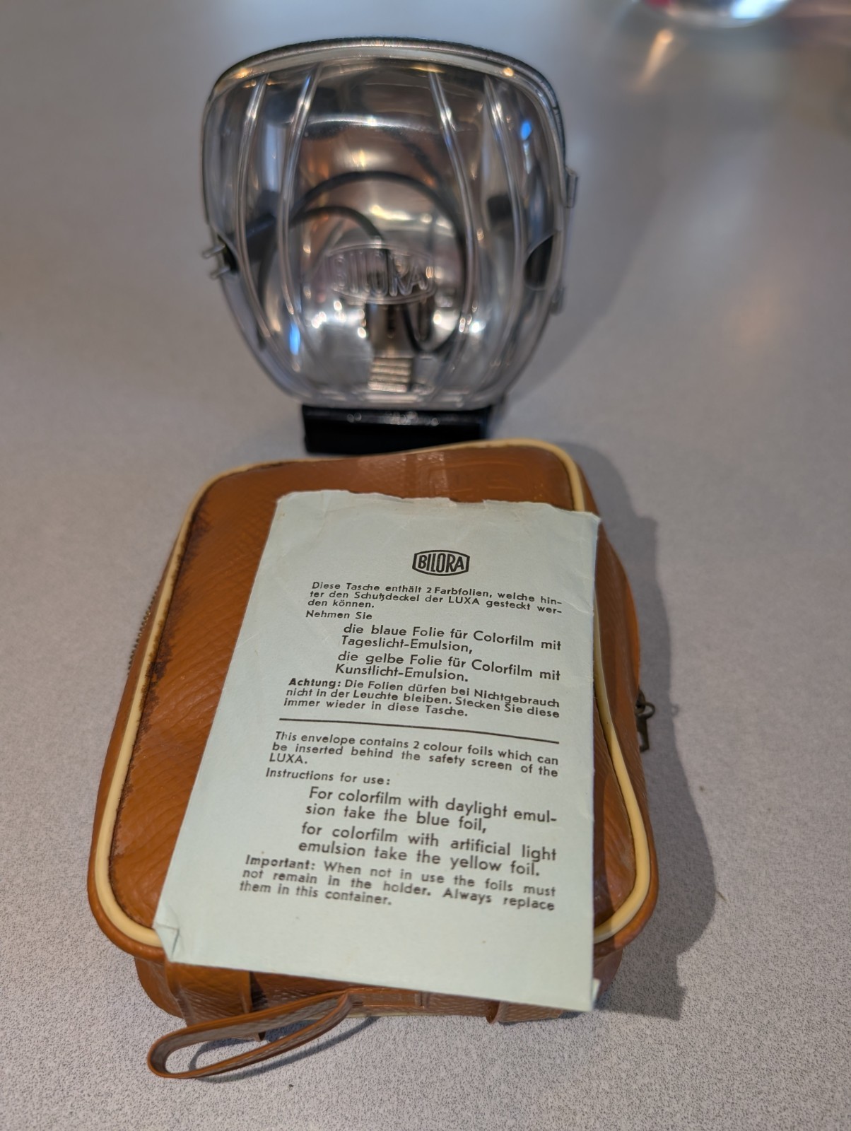 Bilora luxa Flash With Cord And Case Germany Vintage Film Photography