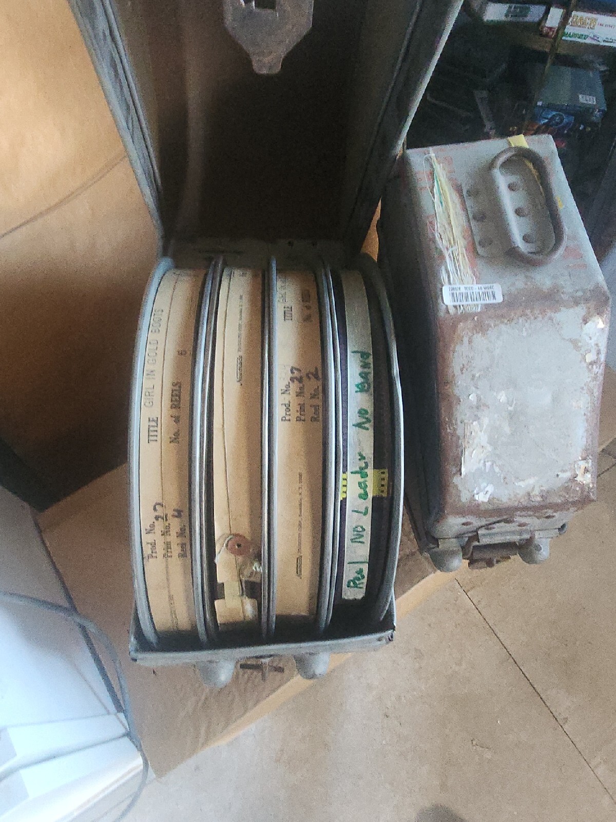 Girl In Gold Boots Movie Complete GOLDBERG BROS. Sheet Metal Film Reel Cases