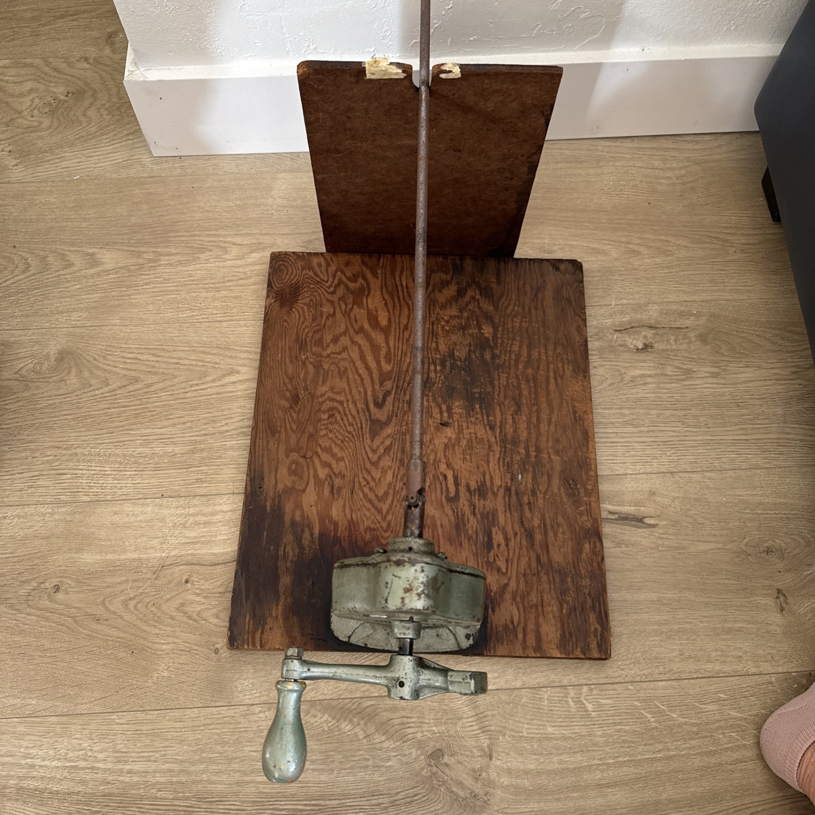 Antique Neumade Everwear Cast Iron Manual Film Rewinder Working and Mounted