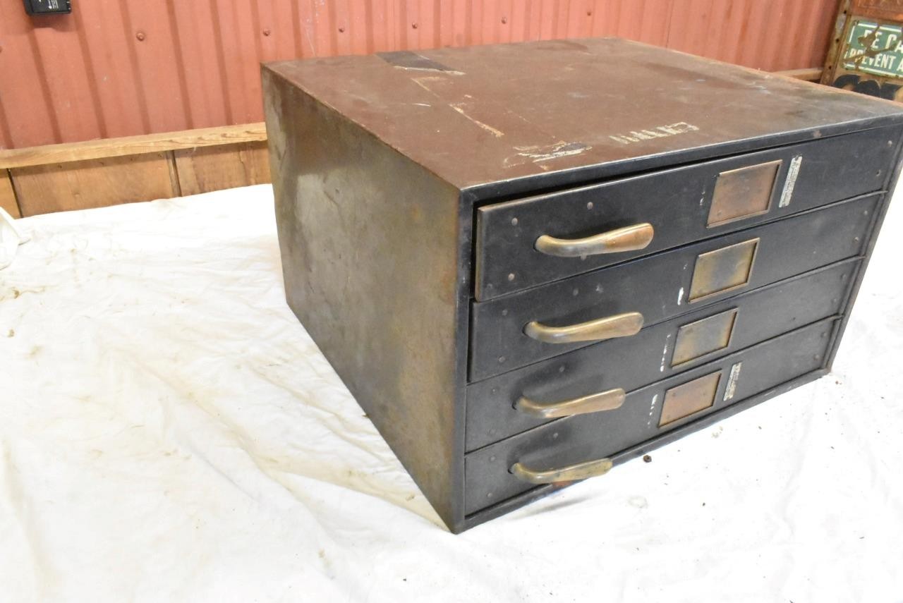 Vintage Movie Film Reel Steel Storage Cabinet Case 4 Door 23″ x 20″ x 14″