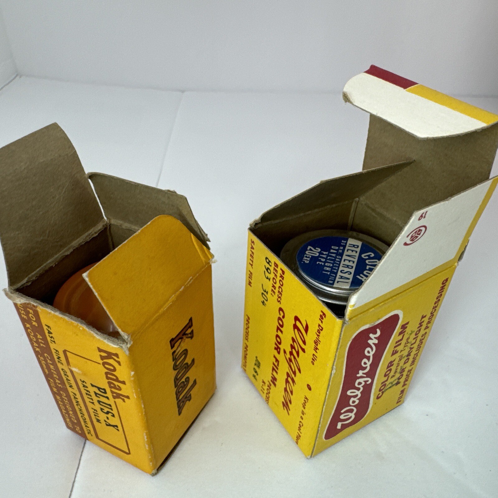 Kodak Film Box & Canister & Walgreens Color Film box & canister only 1964 VTG