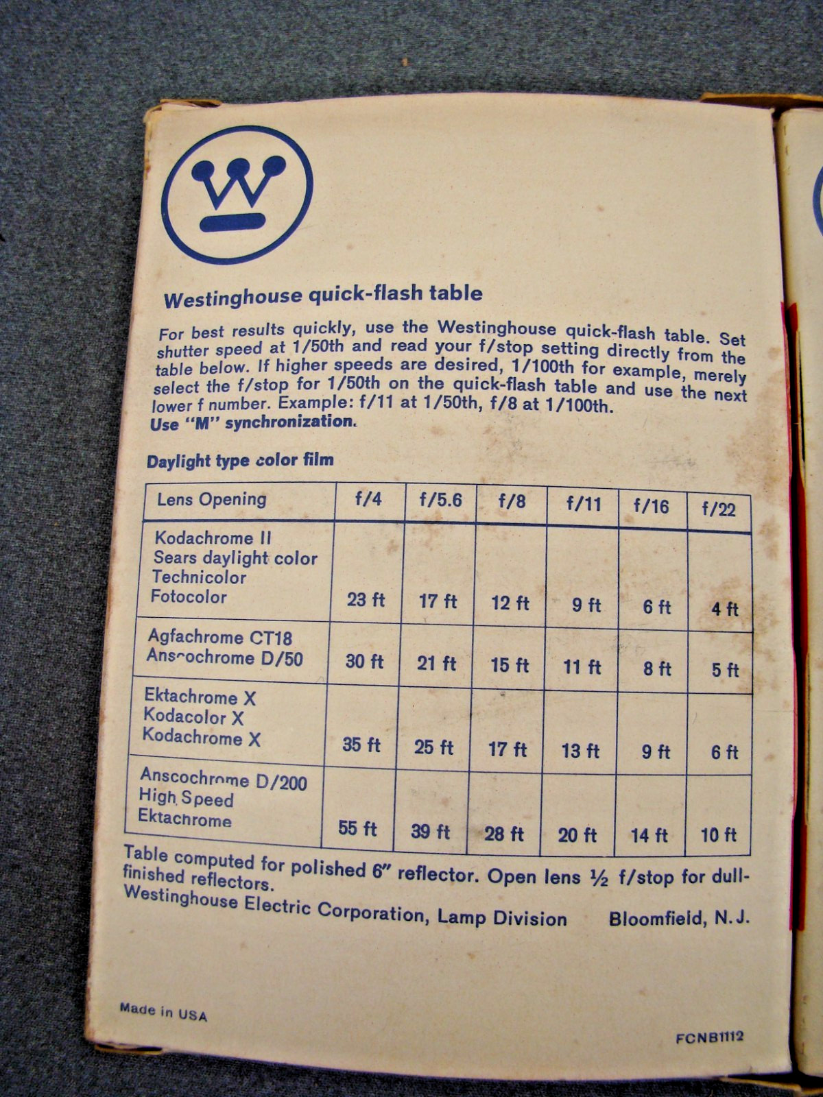 Vintage Westinghouse 5B Color Balanced Flash Bulbs Box of 12