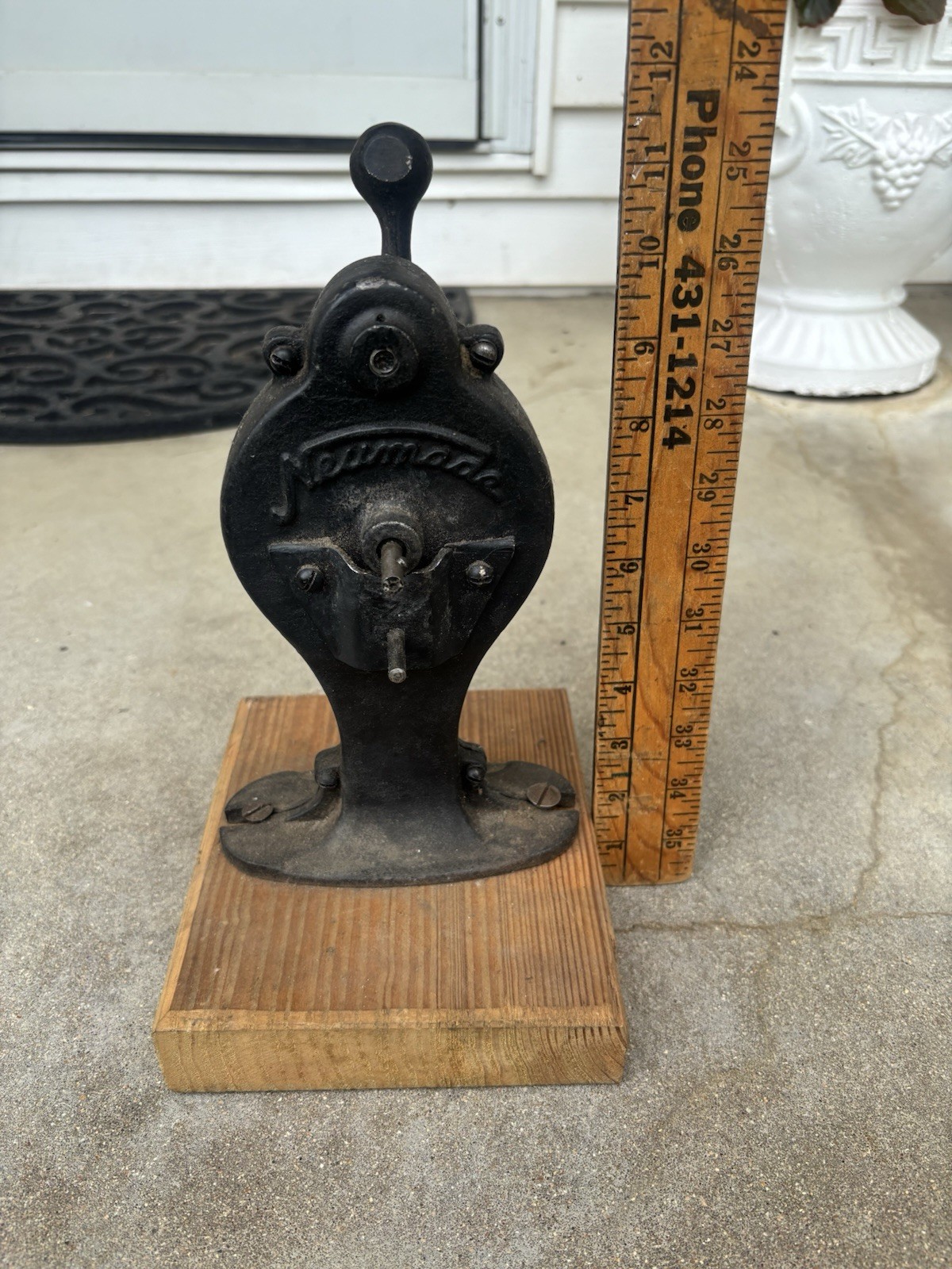 Neumade Antique Cinema Film Spool Crank Handle Rewinder Mounted For Display