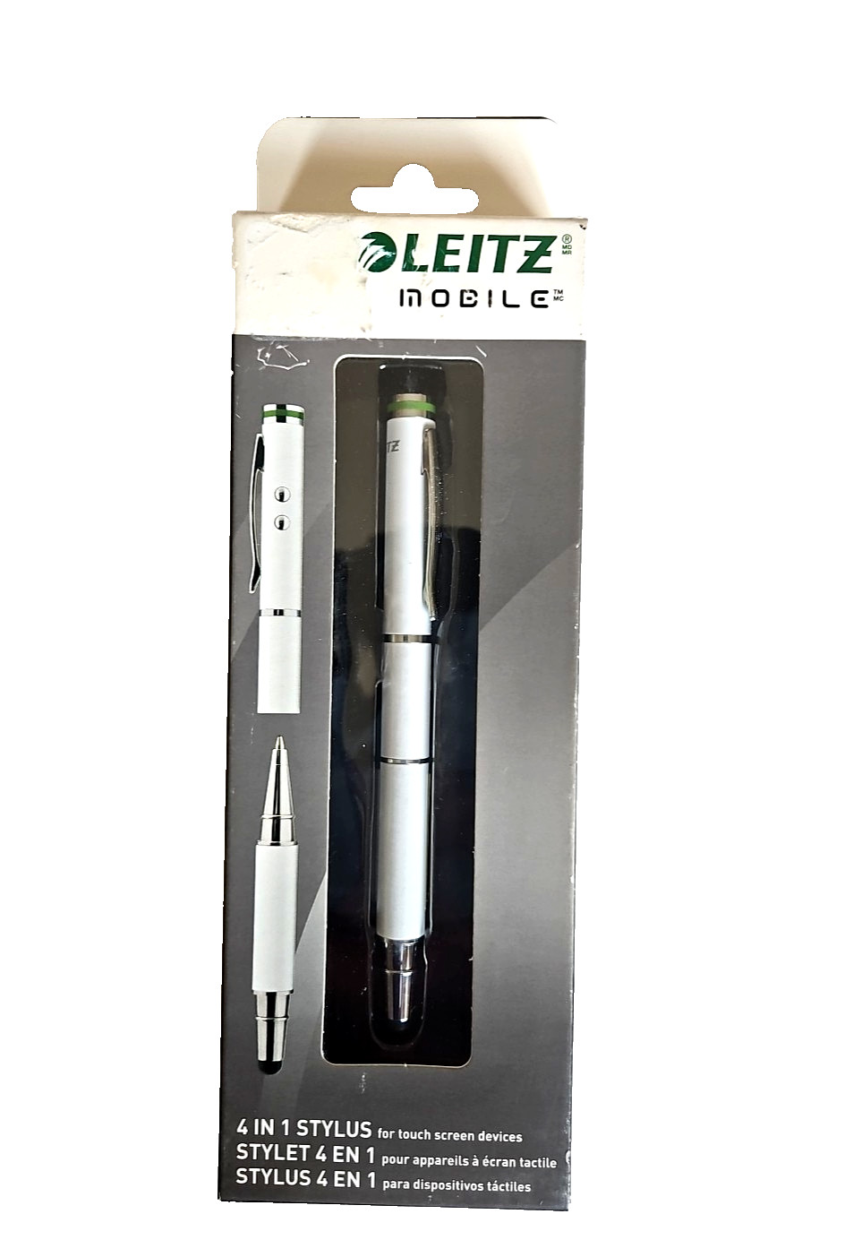 Leitz Mobile 4 in 1 Stylus for Touchscreen Devices 6600-01 New Sealed (White)