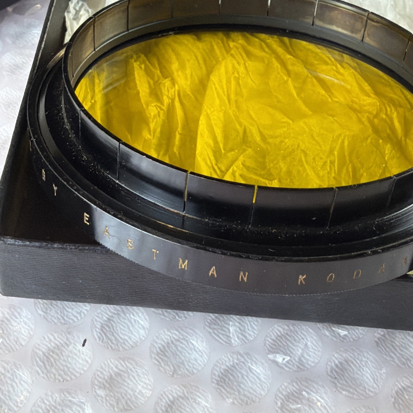 Vintage Kodak Wratten K-3 Deep Yellow Filter in Original Box – 3” Glass