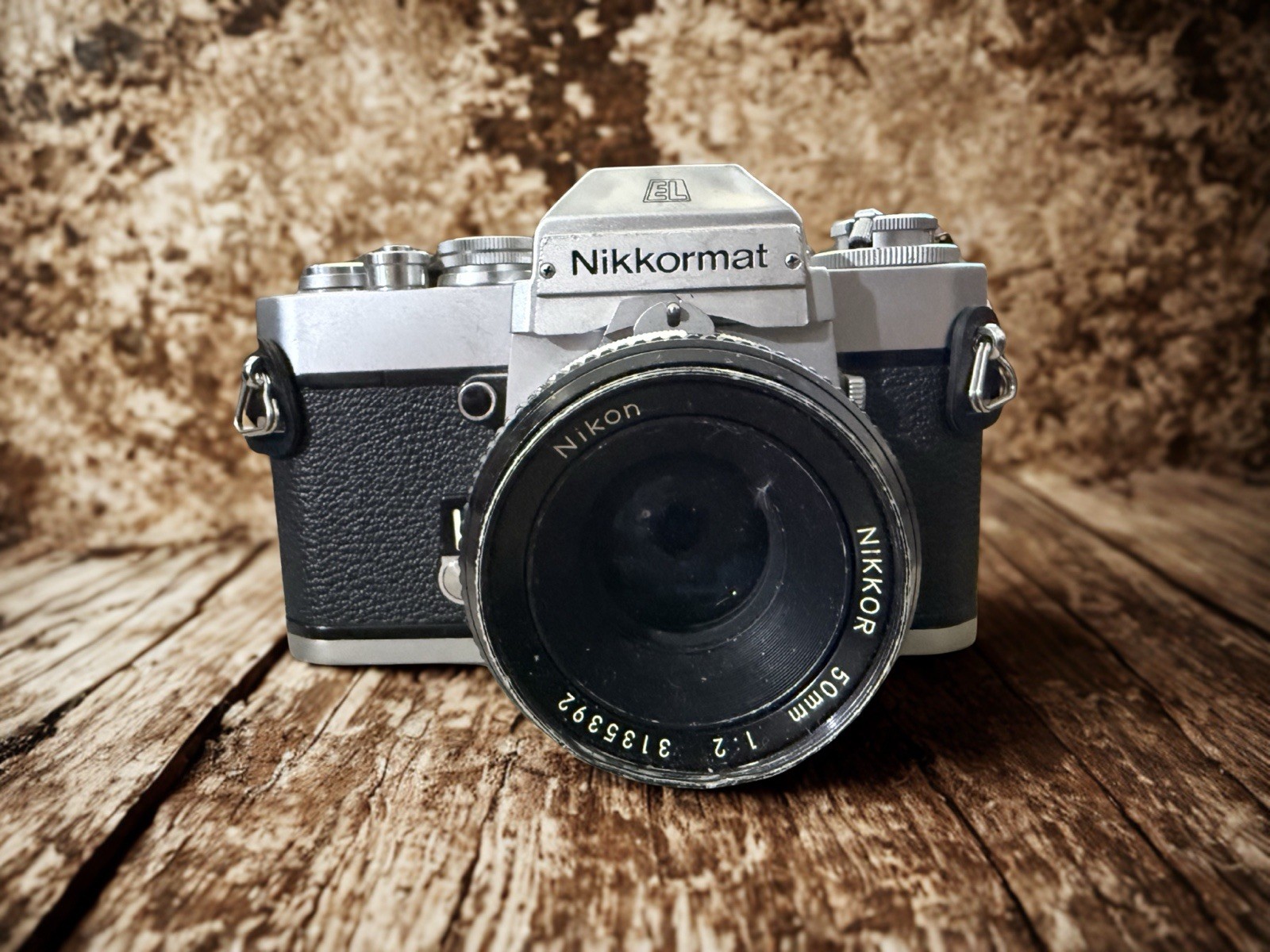 Vintage Nikon Nikkormat EL 35mm SLR Film Camera w/ Nikkor 50mm f2 Lens Untested