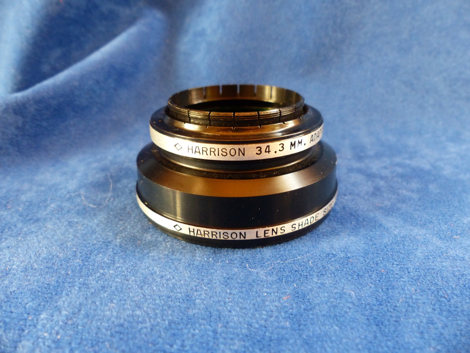 Vintage Harrison Lens Shade size VI, 34.3 mm adapter ring, and Tiffen filter
