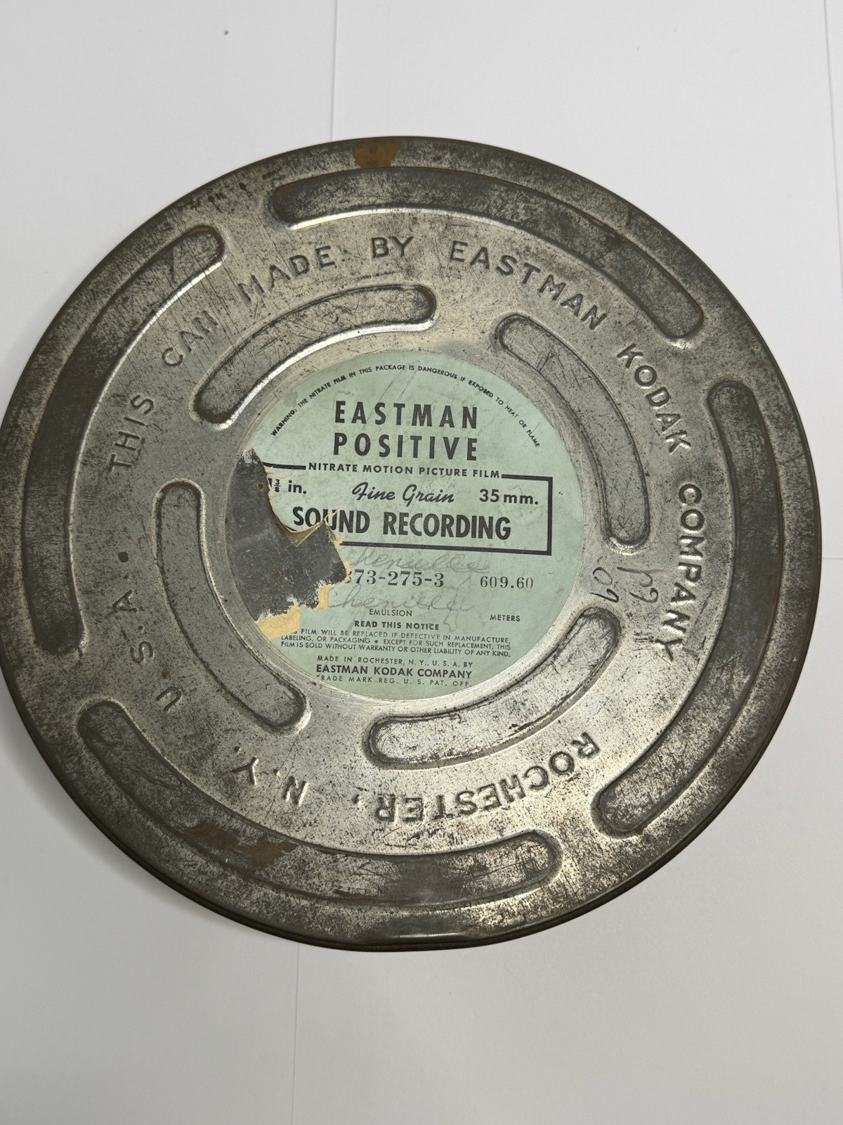 Vintage Eastman Kodak 35mm Nitrate Motion Picture Film Can Canister 10.5″ x 3″