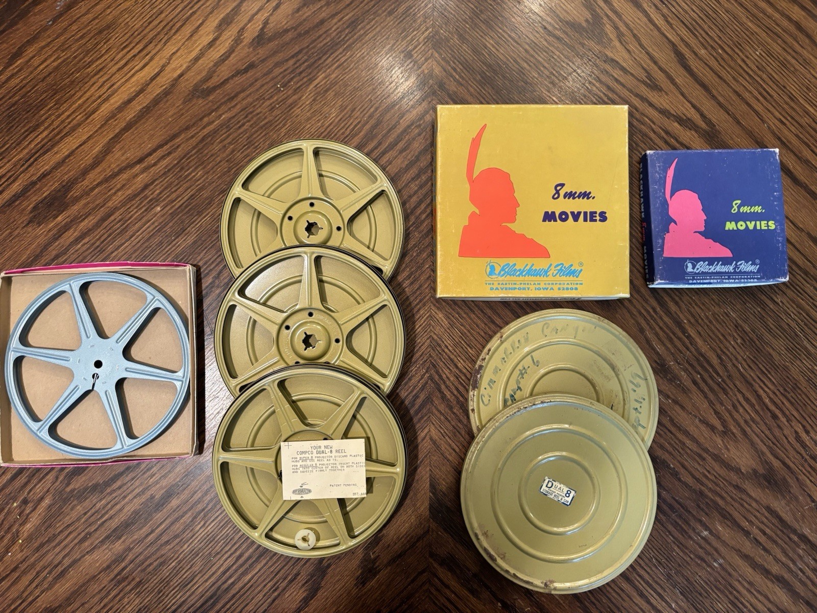 Lot Of 7) Vintage Dual 8MM Reel to Reel w/ Metal Case Topps Kmart Focal 5″