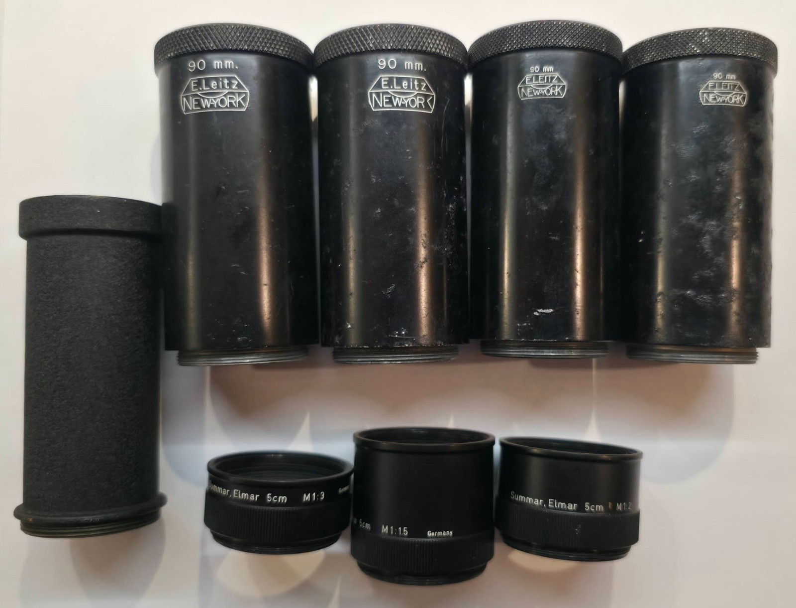 EIGHT VINTAGE EXTENSION TUBES / E LEITZ NEW YORK 90mm + SUMMAR ELMAR 5cm