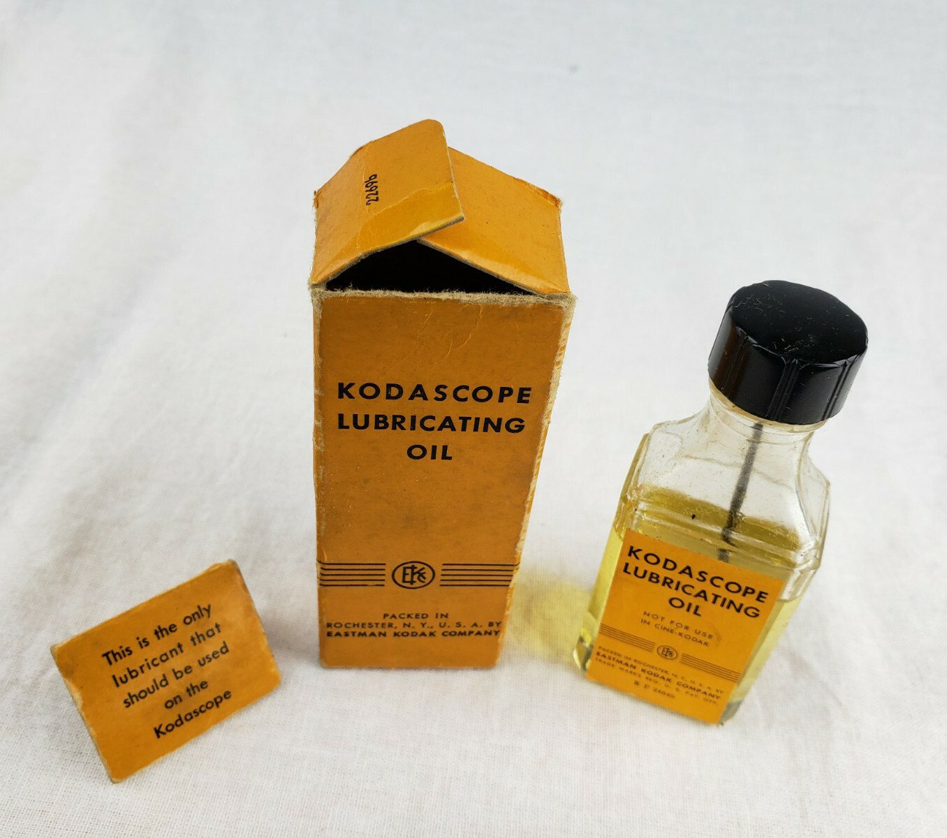 Vintage Eastman Kodak Co. Kodascope Lubricating Oil Bottle Original Label & Box
