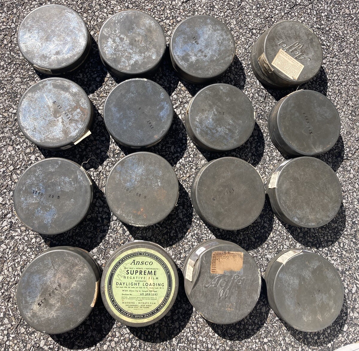 Vintage Agfa Ansco 4″ Tin Negative Film Canister 35mm 100FT with Reel Lot of 16