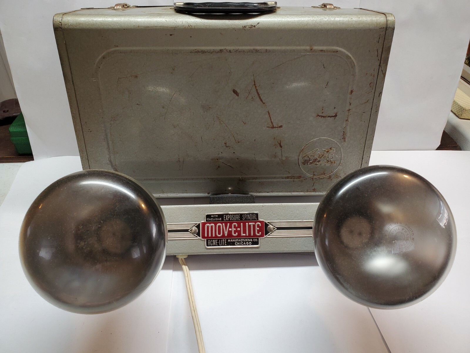 Vintage ACME LITE MOV-E-LITE in Case Movie Film Stage Lighting 2 Bulbs WORKS!