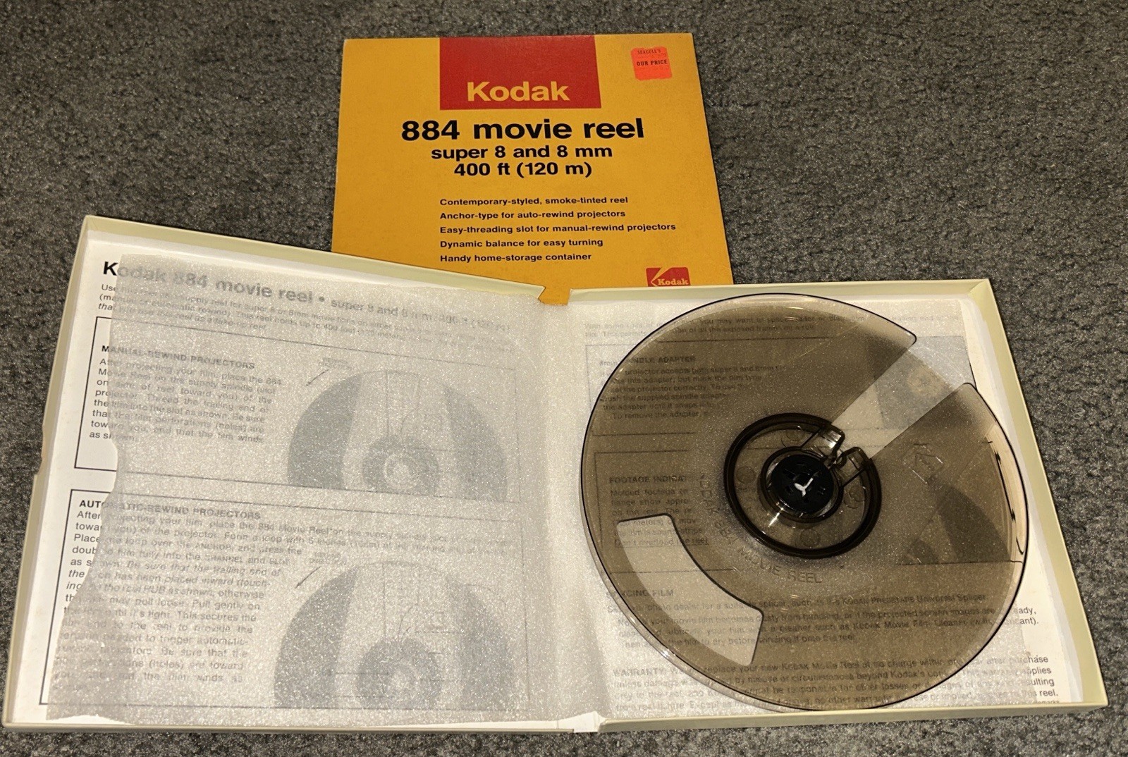 Kodak 884 Super 8mm Movie Reel, 400ft, Excellent Condition