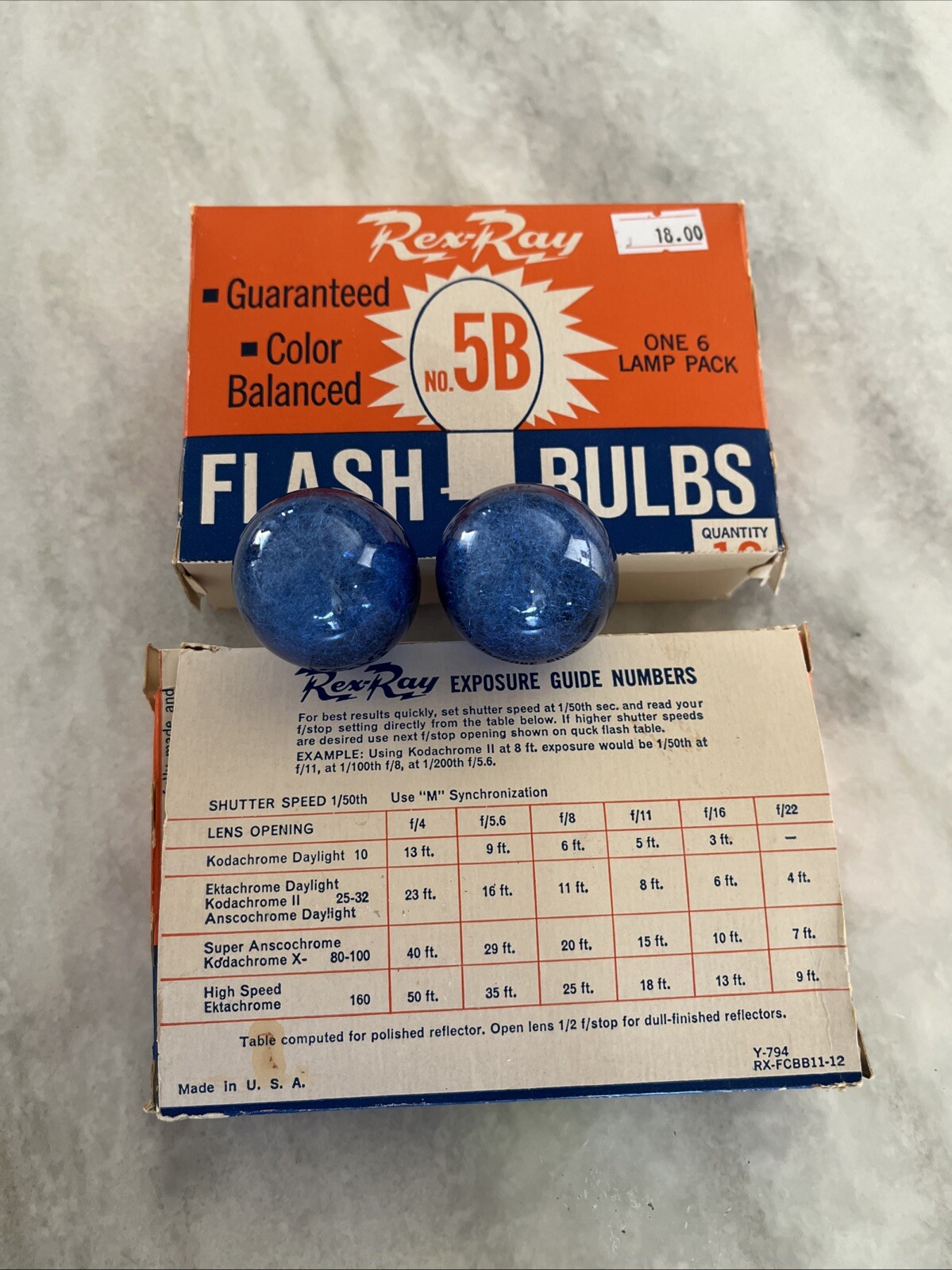 Rex-Ray No. 5B Flash Bulbs NEW Old Stock – Two Boxes of 6 Bulbs (12 Bulbs Total)