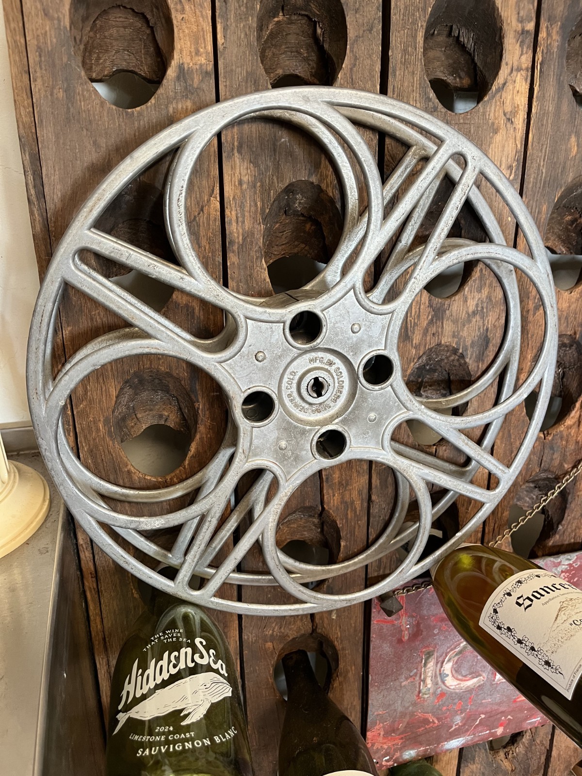 Vintage Goldberg Bros. 15″ Movie Reel 4 holes – Denver Co. Cast Aluminum