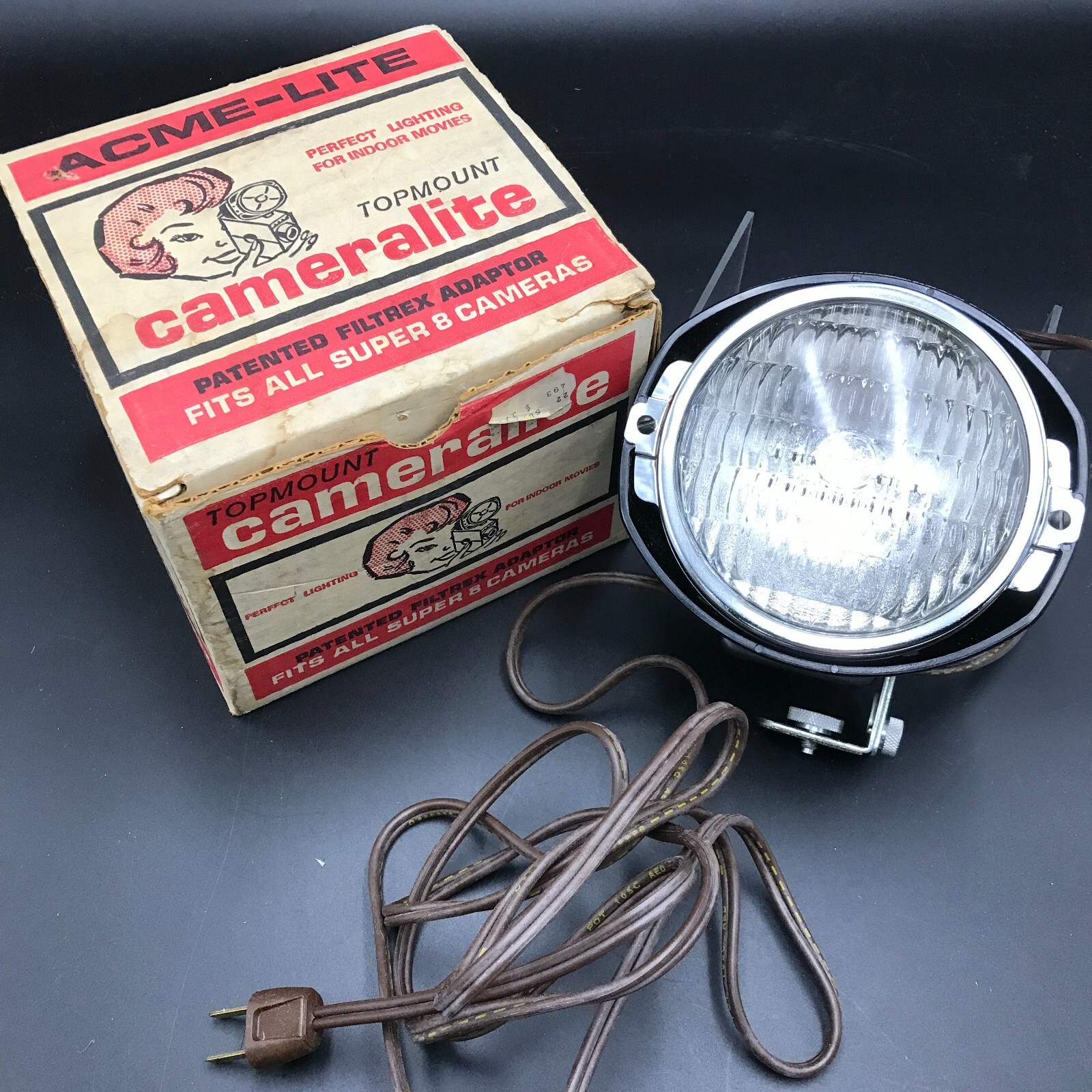 Vintage Topmount Cameralite 91 Acme Lite Movie Camera Light For Super 8 Cameras