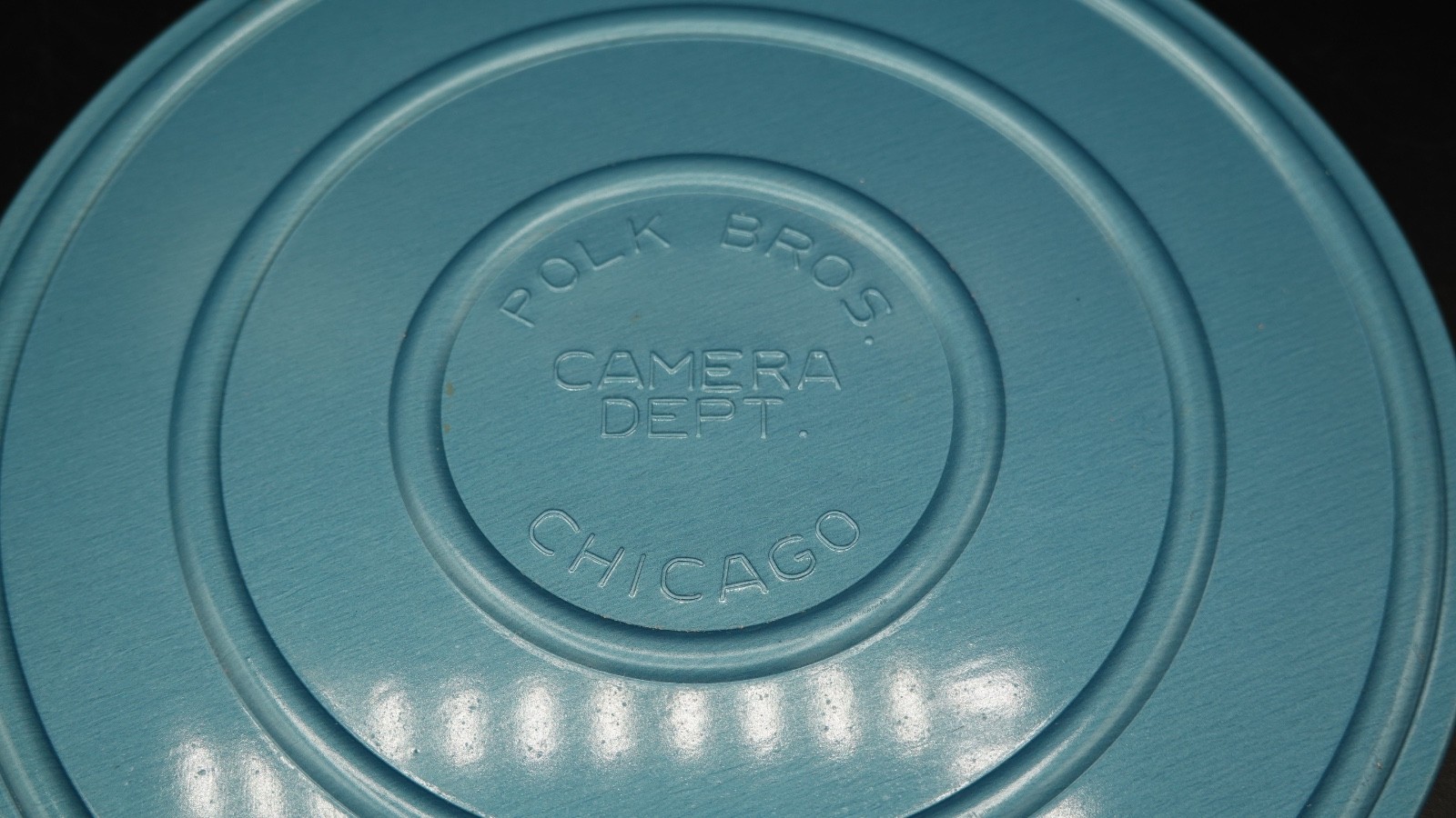 Polk Bros Camera Regular Super 8mm Blue Metal Canister Empty 7″ Diameter Chicago