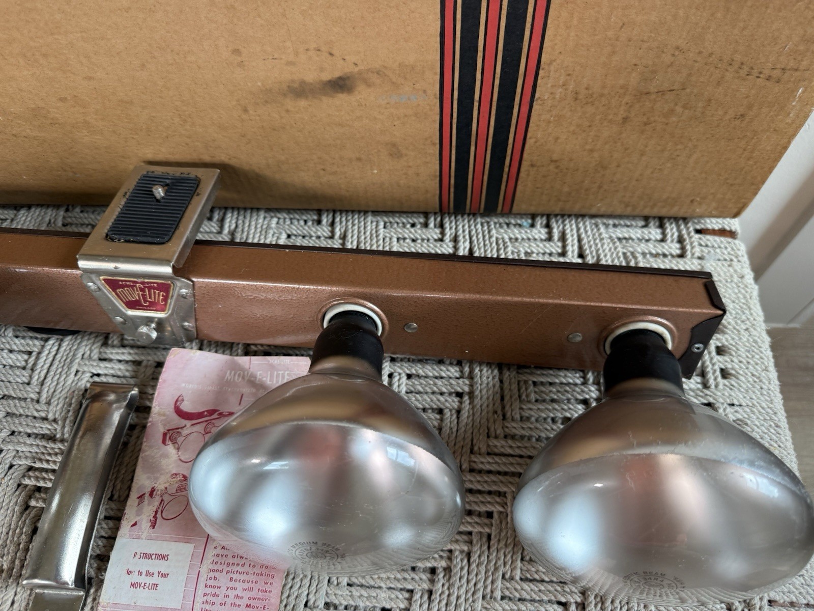 🍊Vintage ACME MOV-E-LITE Movie Film Stage Lighting Model 4 w/ Box WORKS!