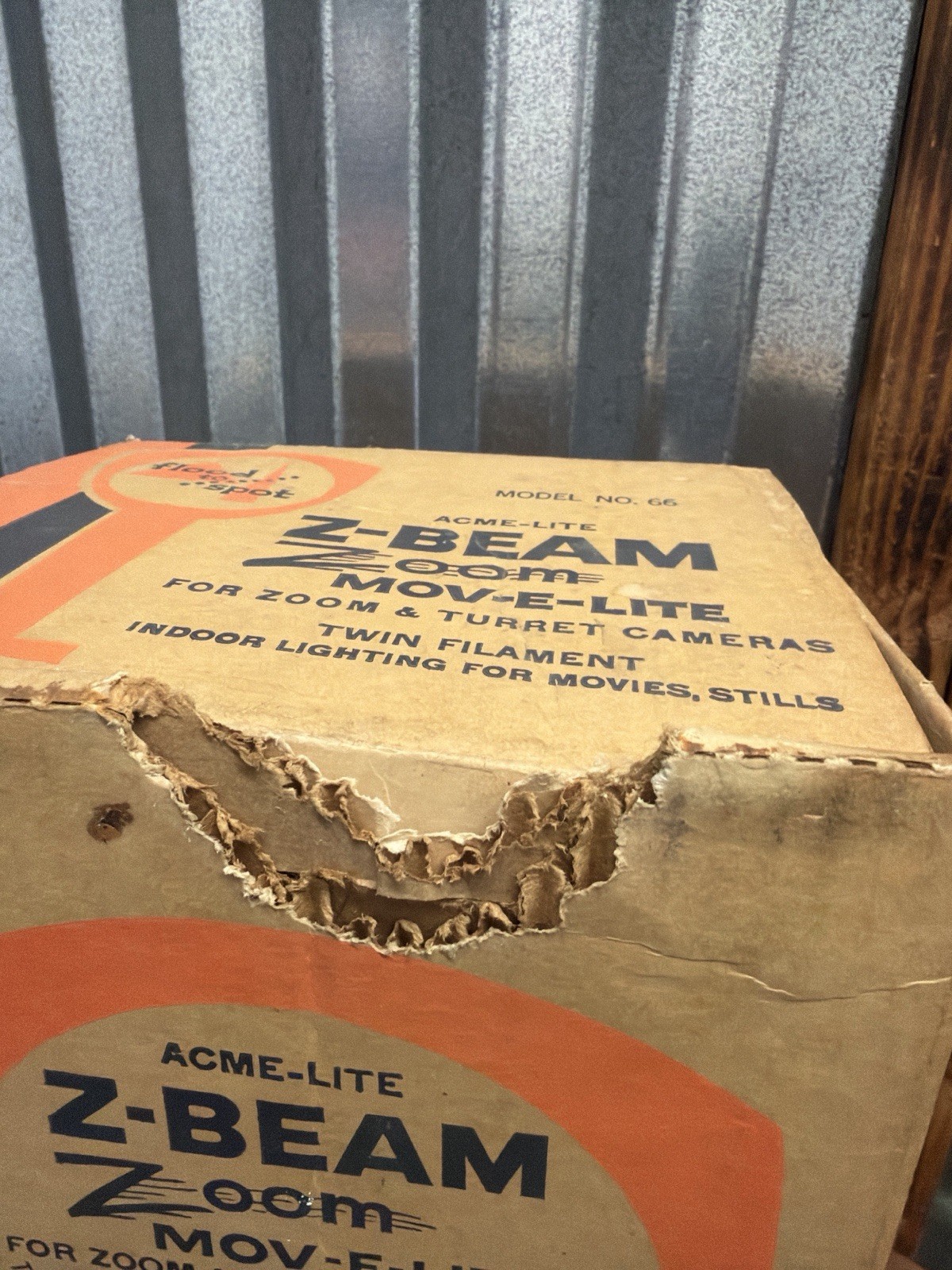 Vintage Acme Lite Z Beam Mov E Lite Camera Light Chicago W/ Orig Box Untested