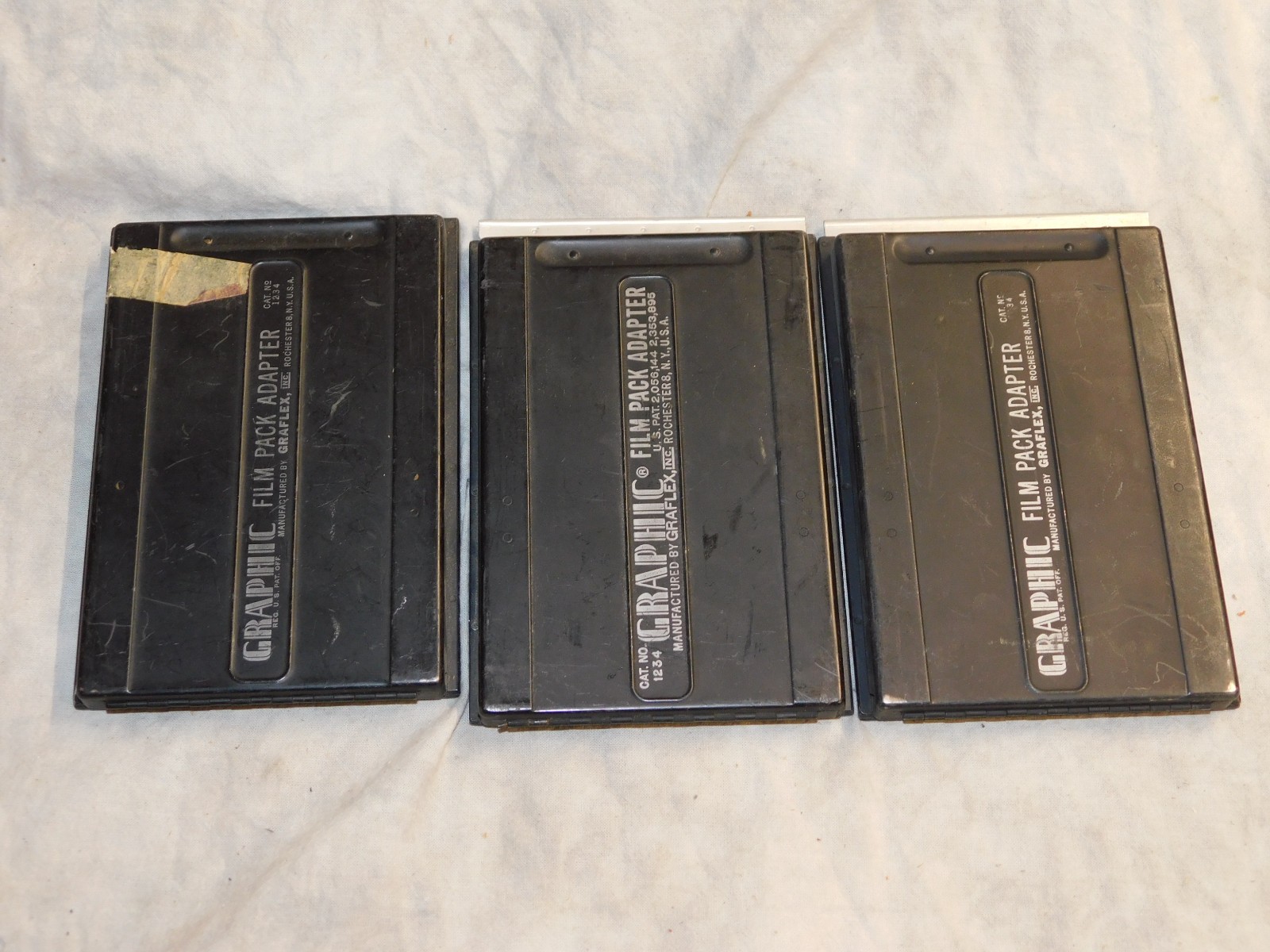 Lot of 3 Graflex Graphic 4×5 Film Pack Adapters for Parts or Repair