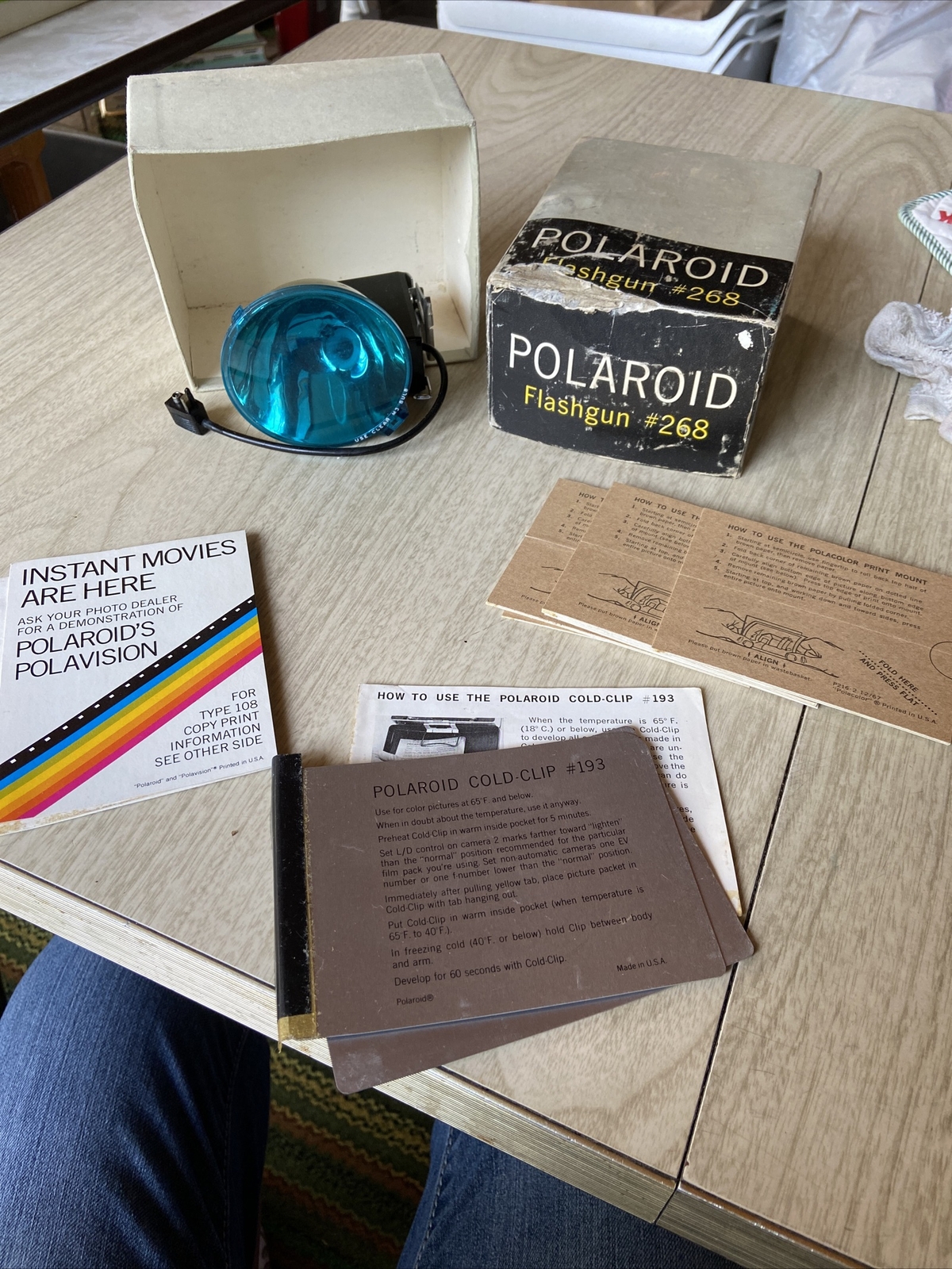 Vintage Polaroid Camera Flashgun #268. With box and Polaroid Cold Clips #193.