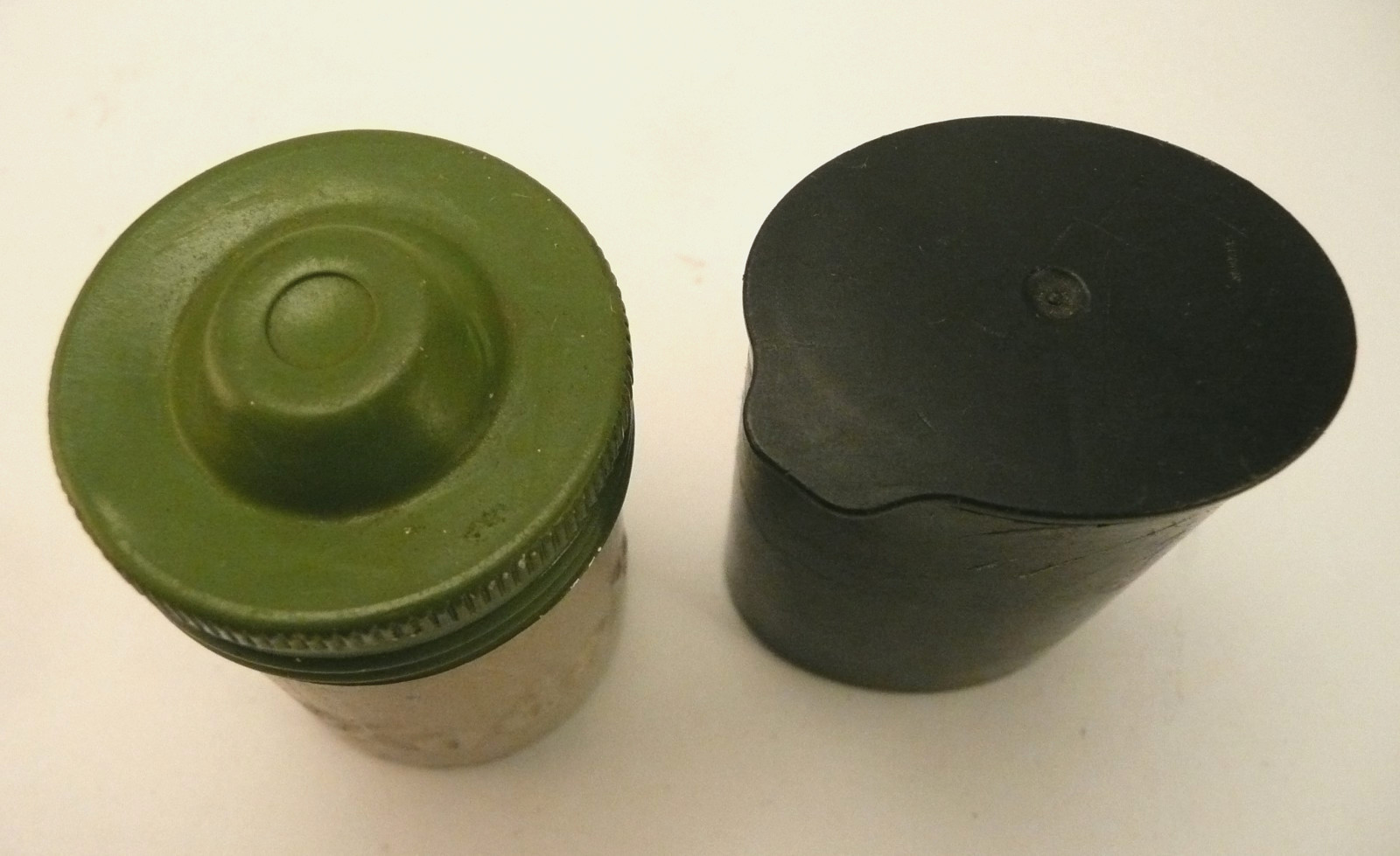 Vintage Kodak Film Canisters Green Metal and Black Plastic Set Of 2