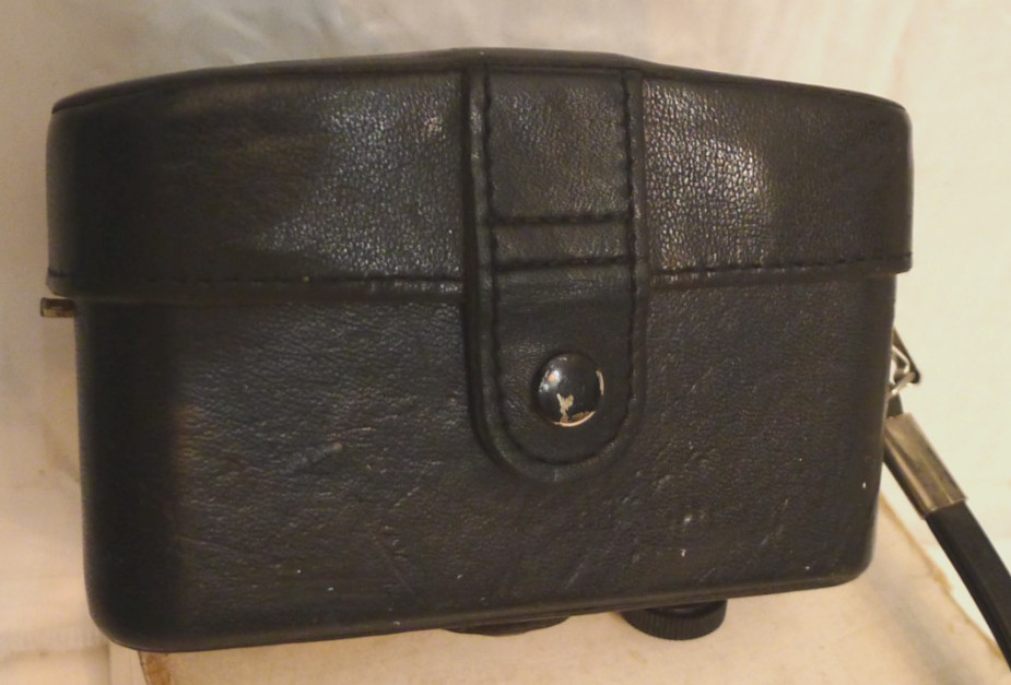 Minox 35 Snap Close Fitted Black Leather Camera Case with Wrist Strap GG