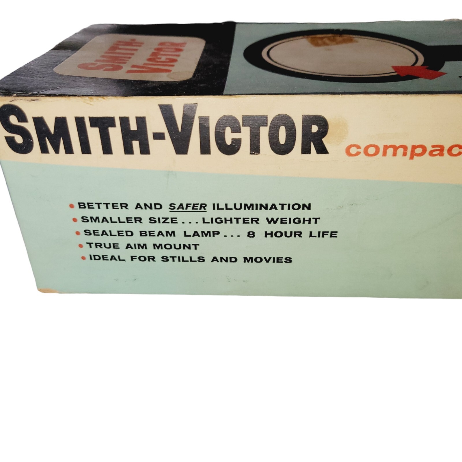Smith-Victor Model L-5 Compact Movie Light Vintage 1962 Tested Works W/ Box