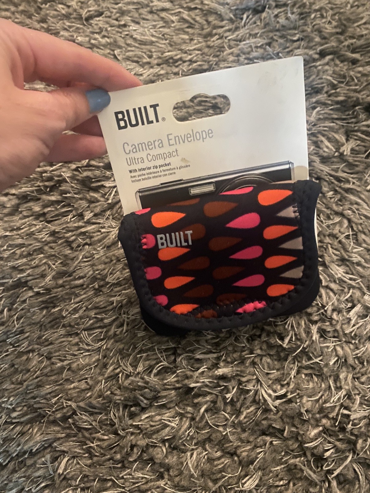 Built Ultra Compact Camera Envelope Case W/ Inside Zip Pocket. New.