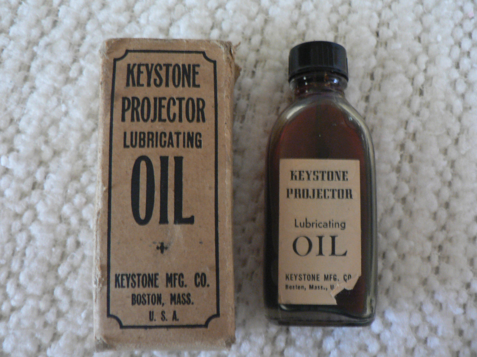 Vintage Keystone Movie Projector Lubricating Oil in the Original Bottle & Box