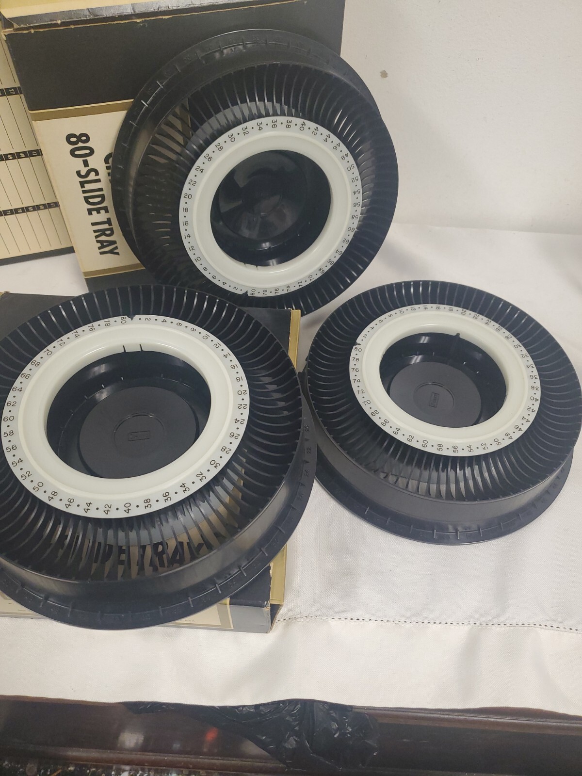 (3) Sears 9979 Circular 80-Slide Trays for Continental+Kodak Carousel Projectors