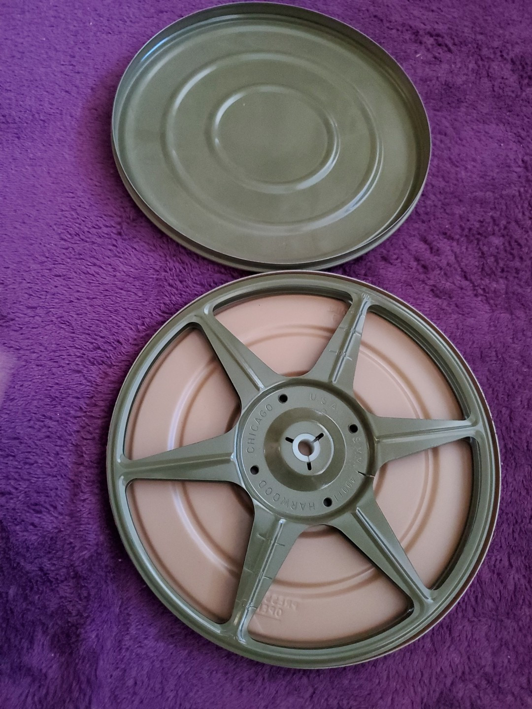 KMart Focal Film Reel and Tin Metal 8MM-400ft- Wood Grain Look Cover USA