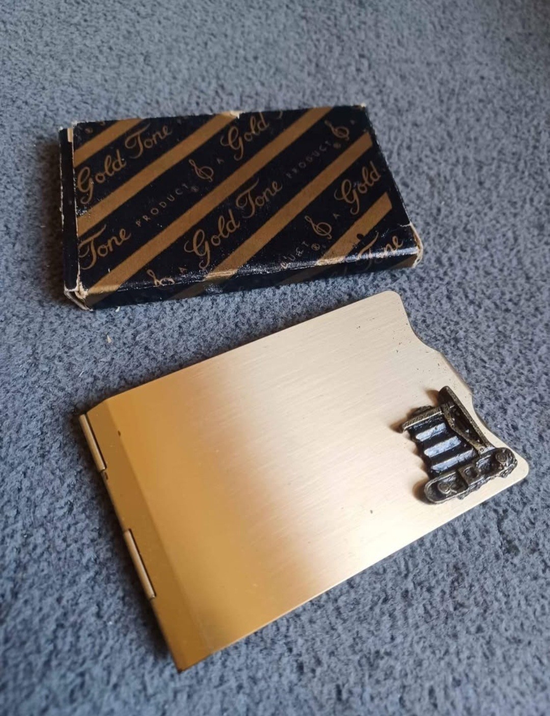 Vintage NOS Gold Tone Product Hinged Photo Holder Case Old Antique Camera Trim