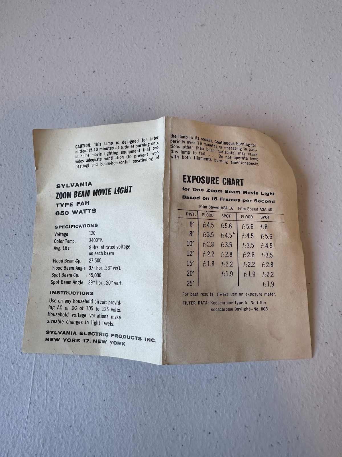 Vintage Sunset Zoom Gun 650W Super Bright Photo Light Original Box Working Paper