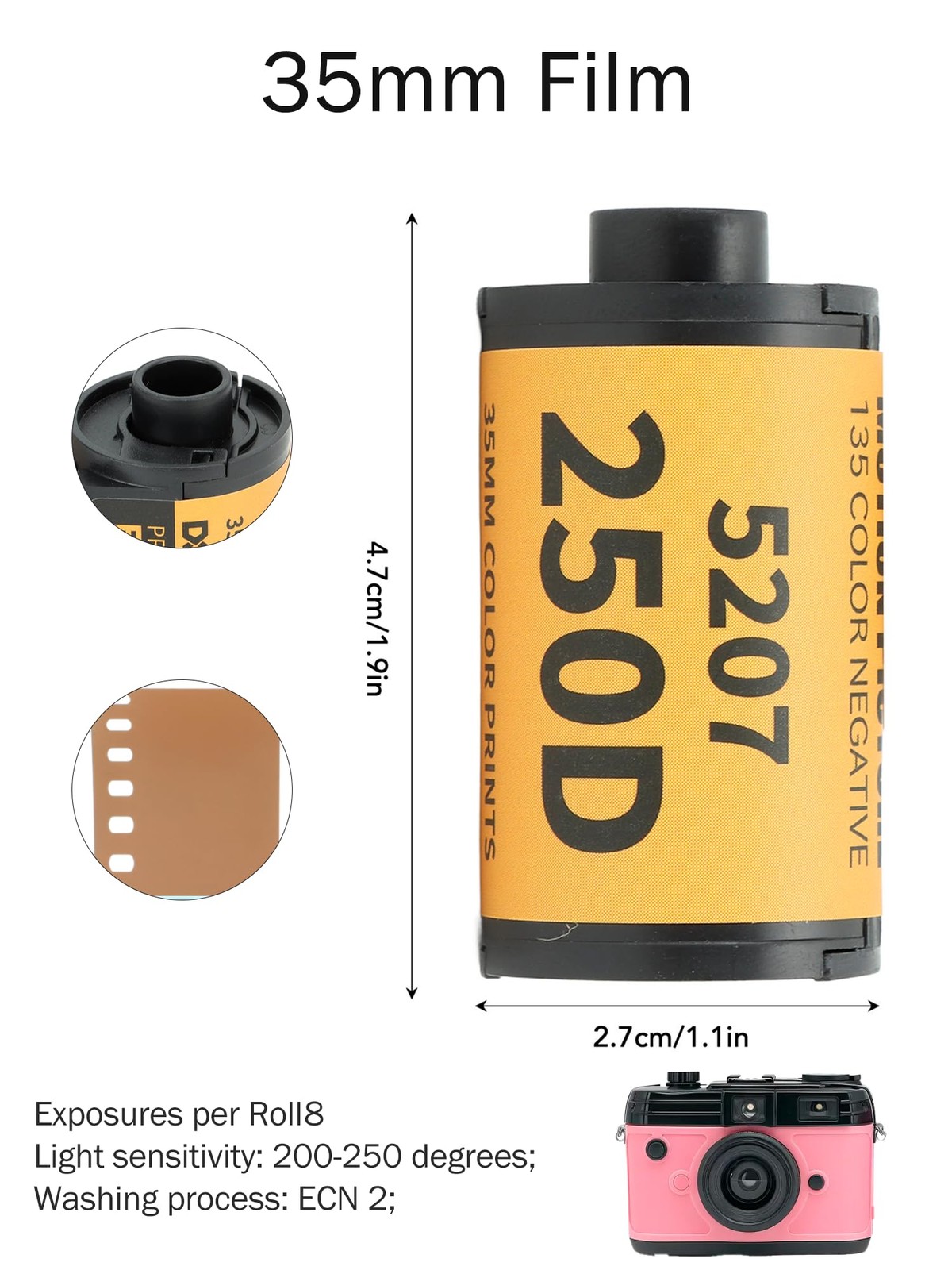 35mm Film Roll ECN 2 Camera ISO 200250 Color Print Fits 135 Camera Format