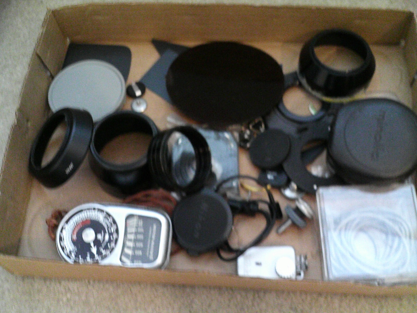 Lot of Assorted Vintage Camera Accessories and Lens Caps Holder More