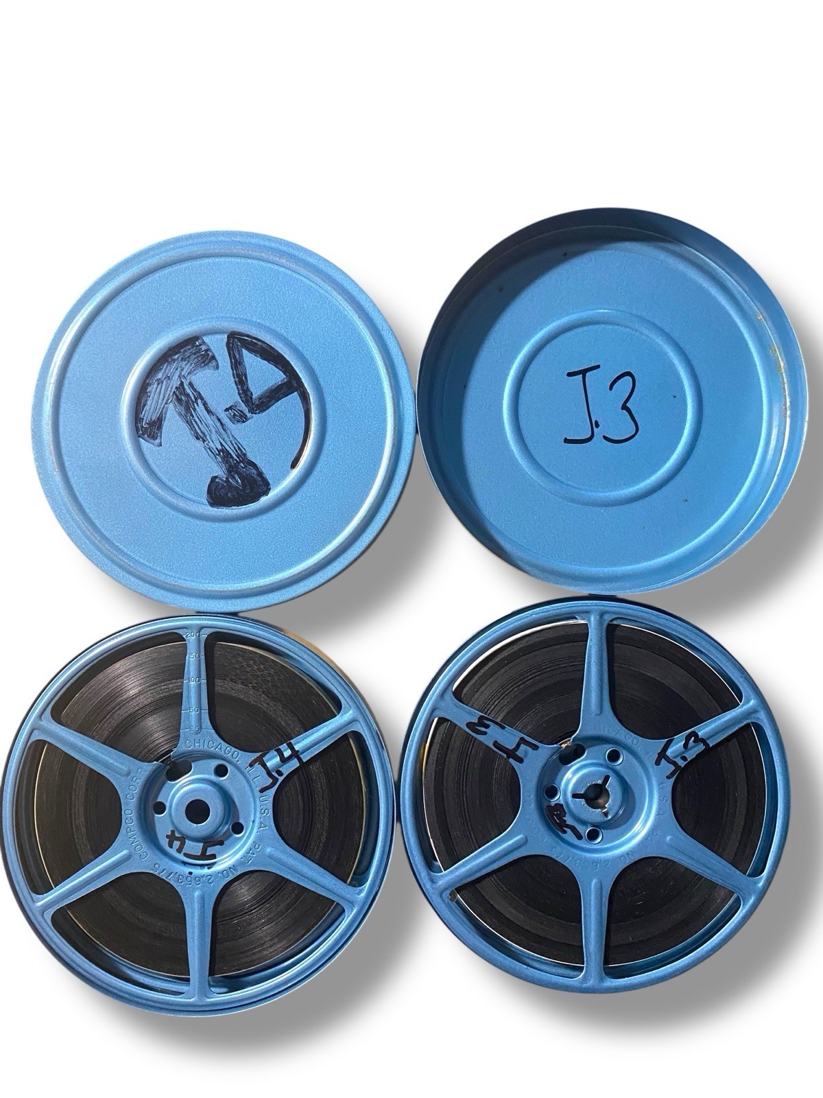 Lot of 4 Metal Film Cans with Reels 8mm 5″ (6) 3″ Plastic Reels Family Vacation