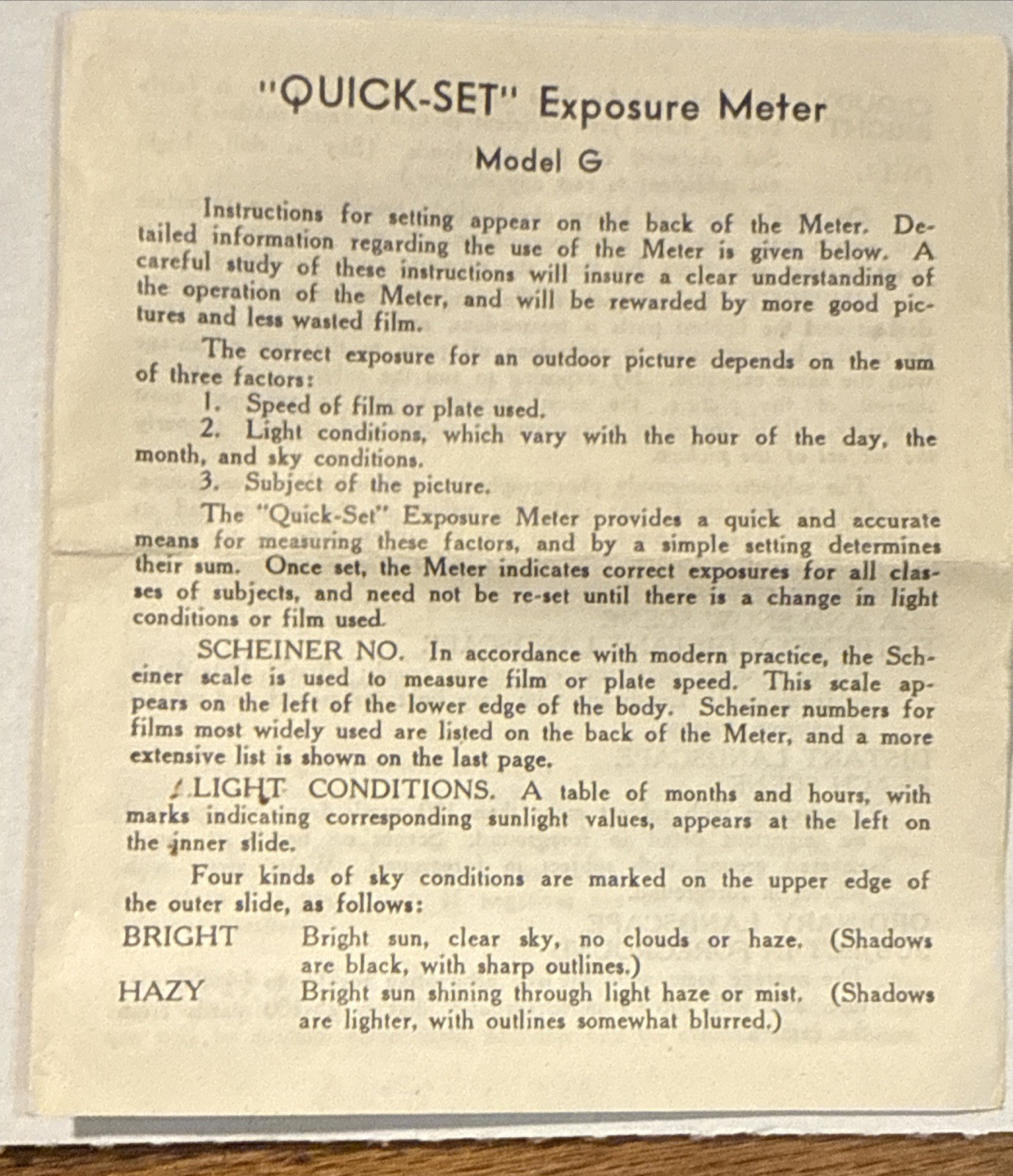 RARE ANTIQUE 1933 Photography Exposure Scale Metal “Quick-Set” Slide Meter