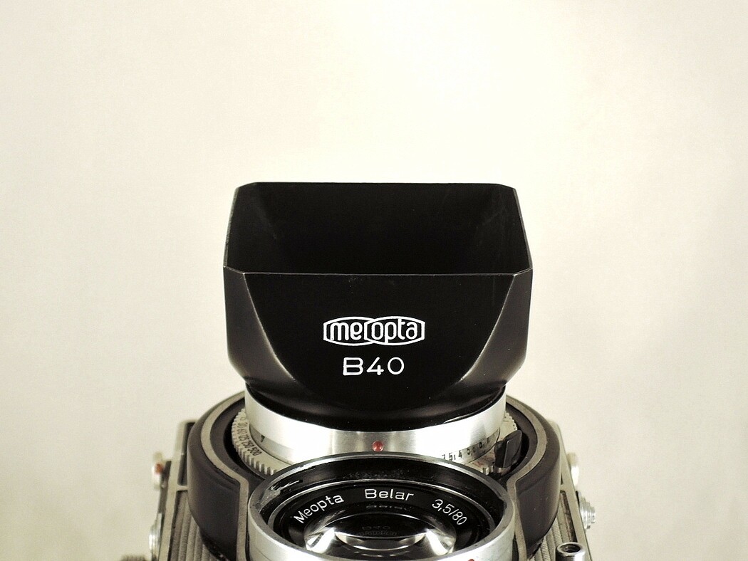Shade hood Flexaret Meopta square bayonet B40 metal + Genuine box very nice