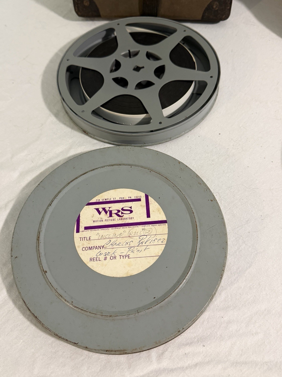3 Vintage Film Reel Shipping Box Mid Century 16mm Fiberboard Strap W/ 3 Reels