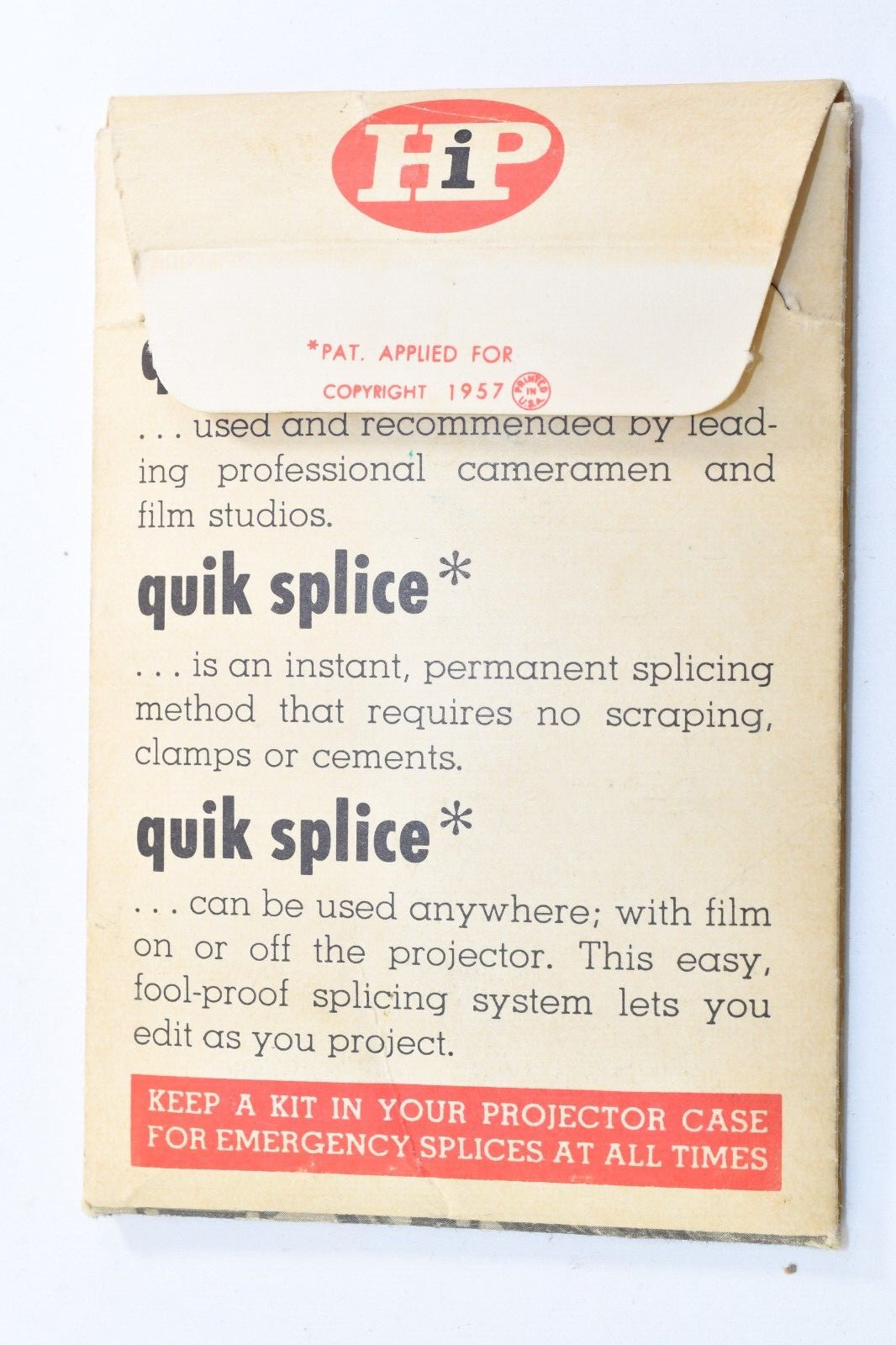 Vintage 1957 Quik Splice Professional Kit 8 & 16MM Film Hudson Photo HPI