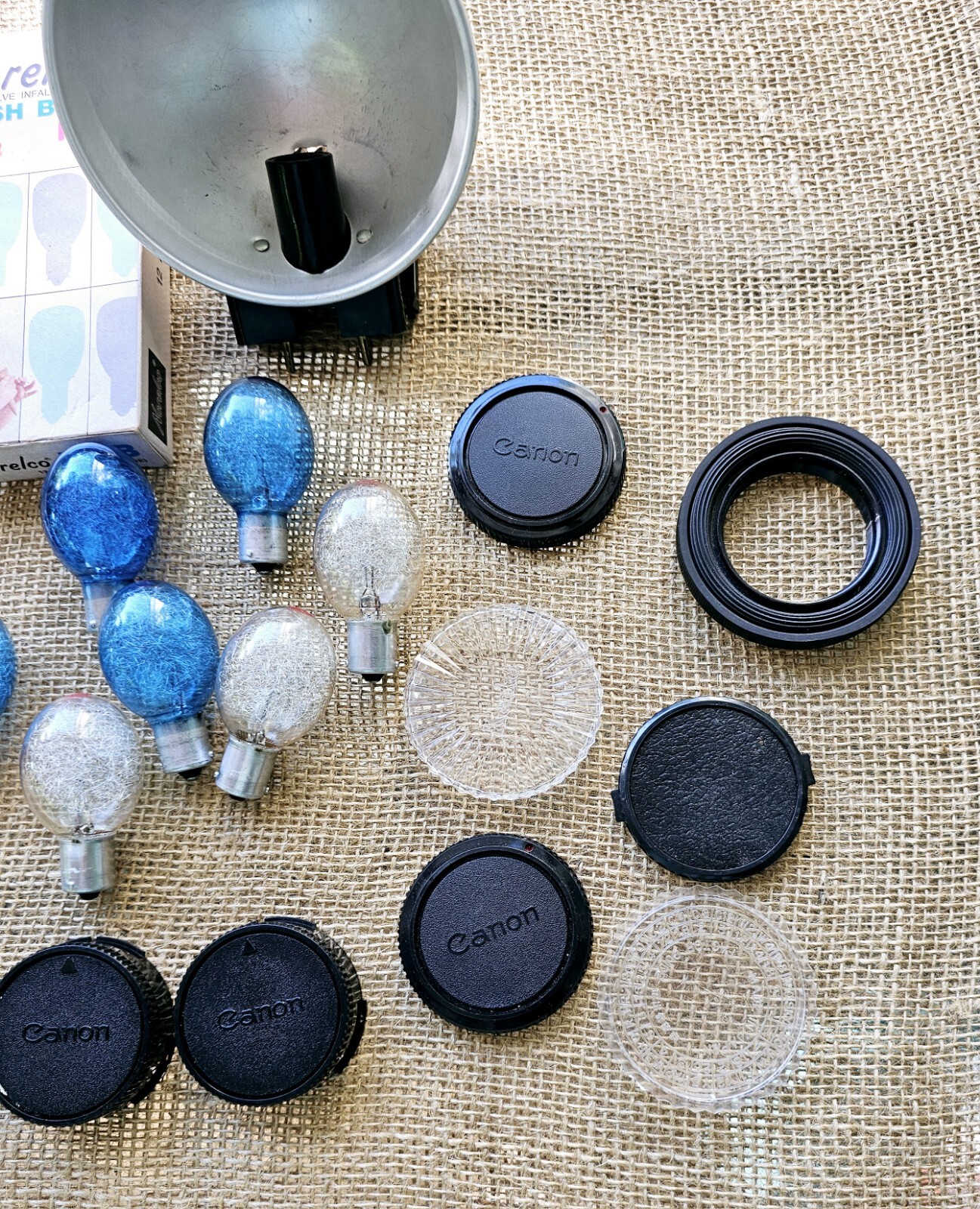 Vintage Camera Accessories Lot Lense Covers, Bulbs & More