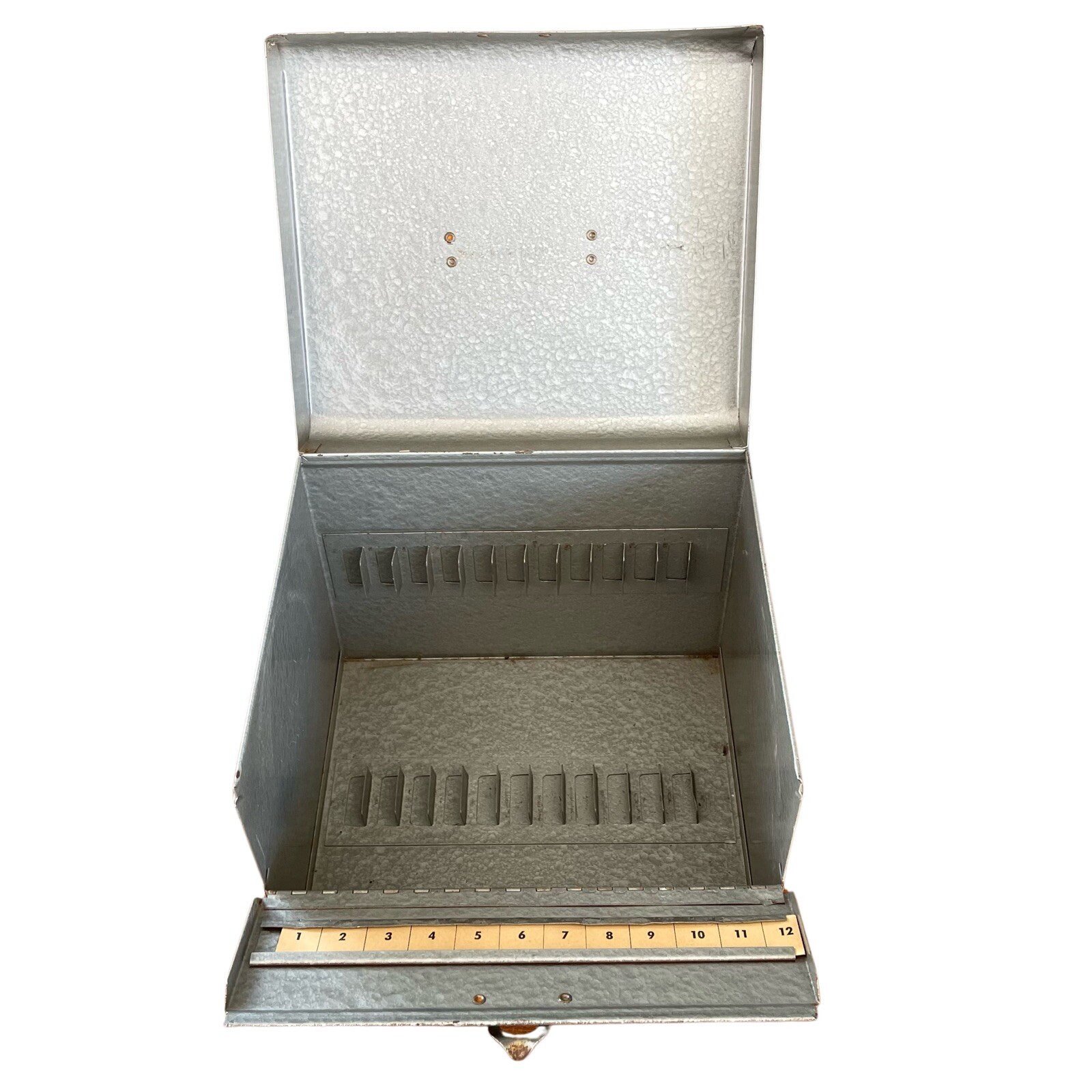 Heavily Rusted Vintage Metal 12 slot 8mm Film Box