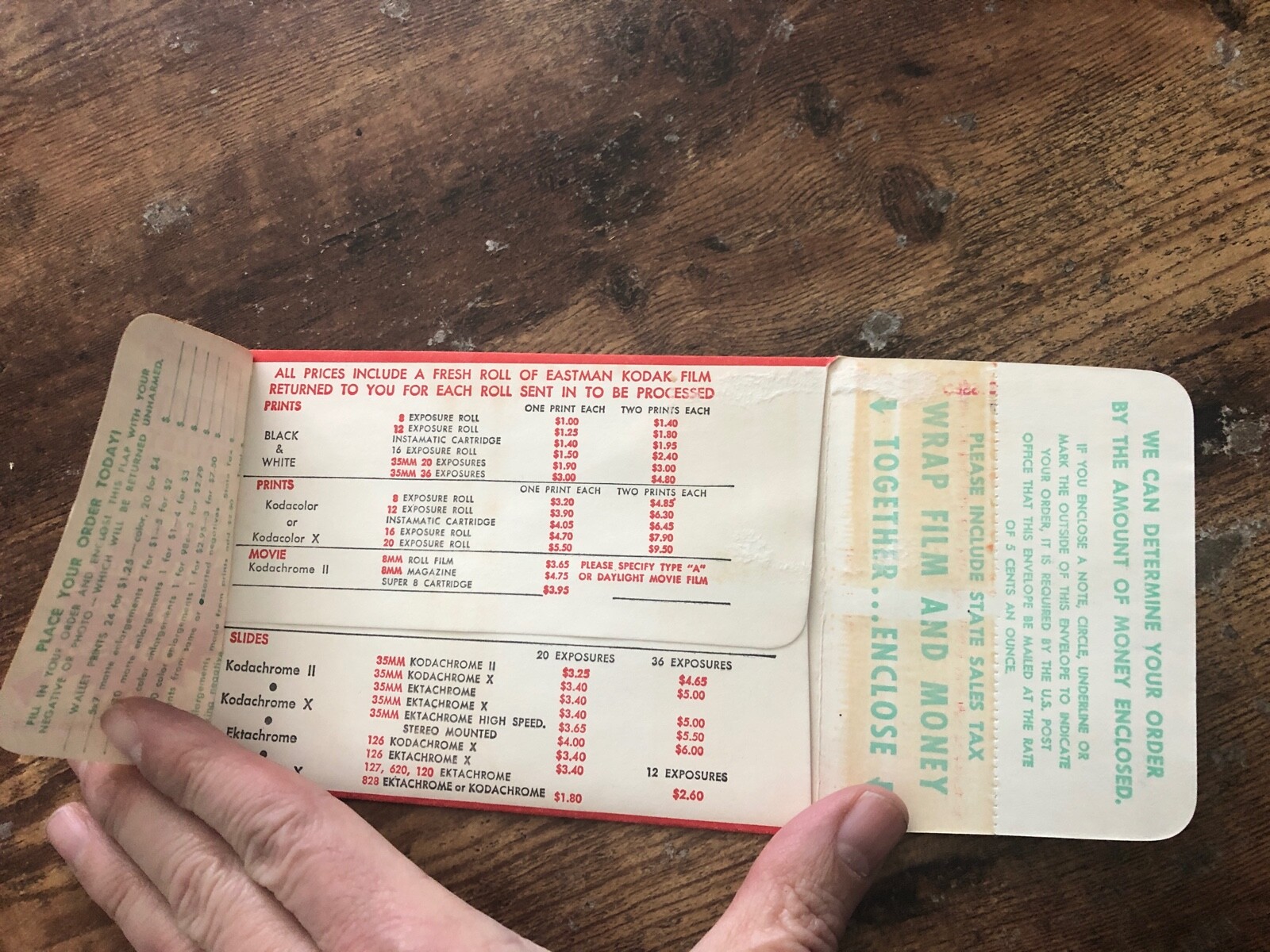 Vintage KODAK FILM 1965 Mailing Envelope Silktone Wallet Photos