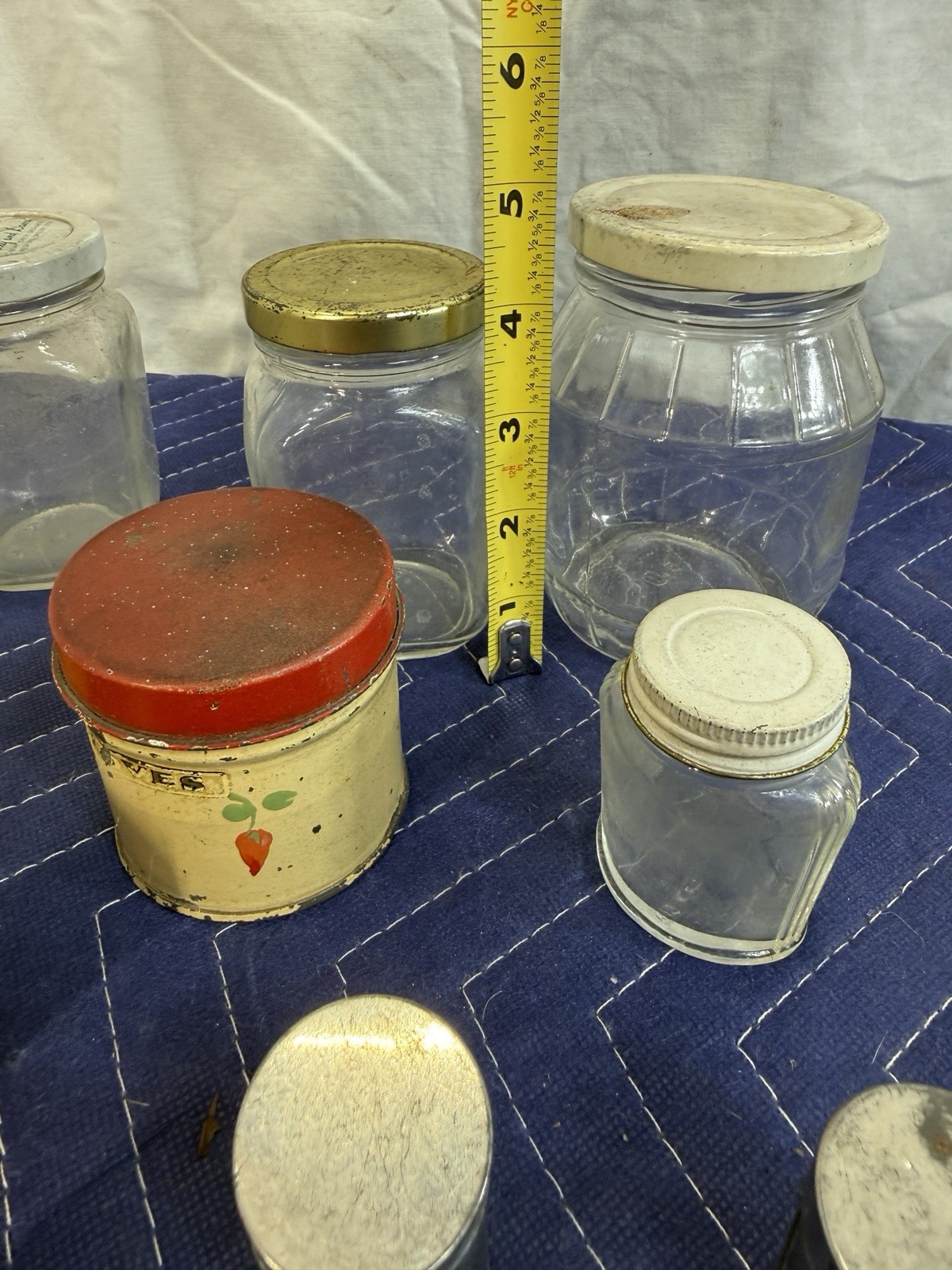 Kitchen Spice Tin Canister Lot Glass Jars Harry David Kodak Can Yellow