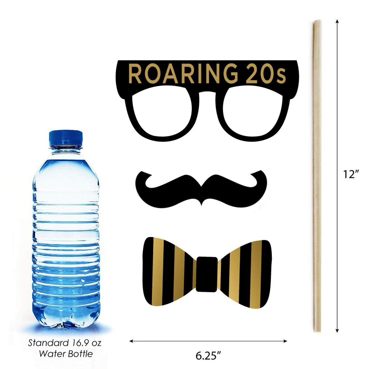 Roaring 1920’s Party Photo Booth Props 42pcs, Twenties Jazz 1920s Gold