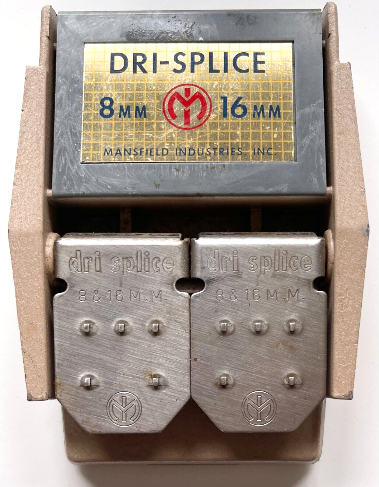 ORIGINAL VINTAGE MANSFIELD DRI-SPLICE 8mm & 16mm MOVIE FILM BUTT SPLICER IN BOX